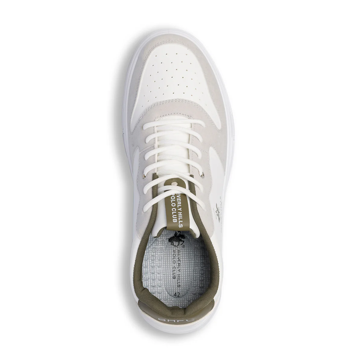 Sneakers bianche e beige da uomo con logo laterale Beverly Hills Polo Club - Image 7