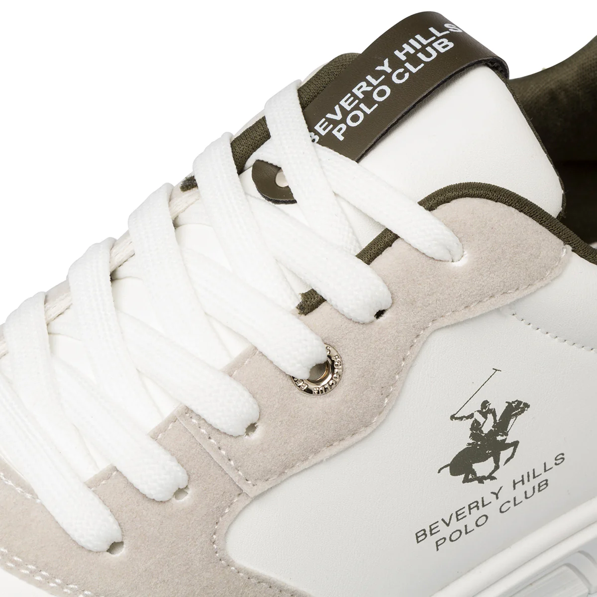 Sneakers bianche e beige da uomo con logo laterale Beverly Hills Polo Club - Image 5