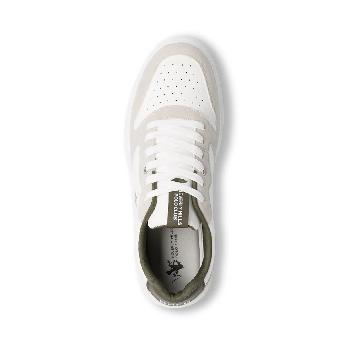 Sneakers bianche e beige da uomo con logo laterale Beverly Hills Polo Club - Image 7