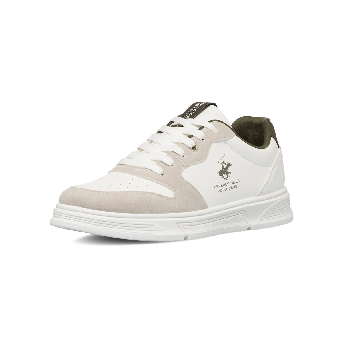 Sneakers bianche e beige da uomo con logo laterale Beverly Hills Polo Club - Image 8