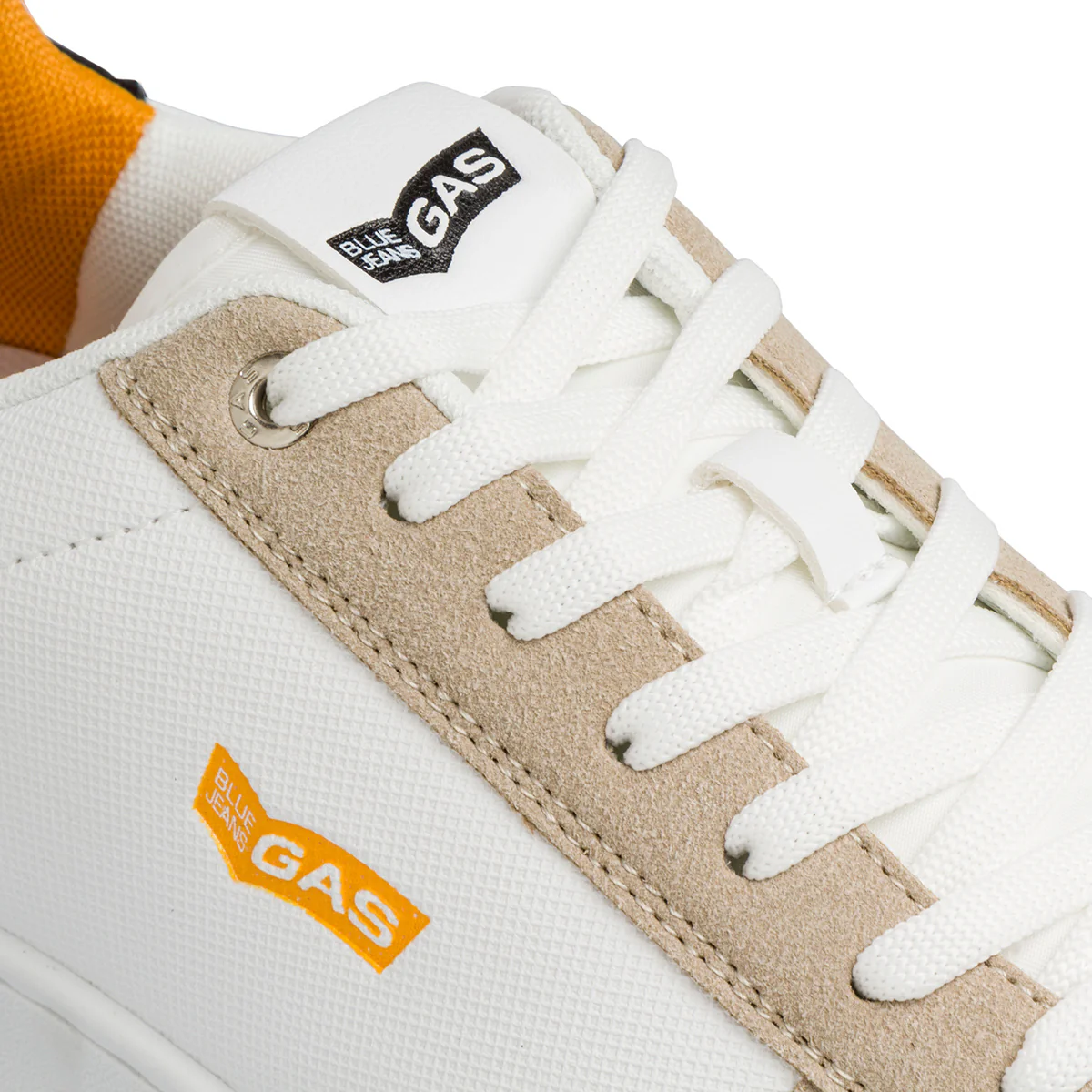 Sneakers bianche e beige da uomo con logo laterale Gas - Image 5