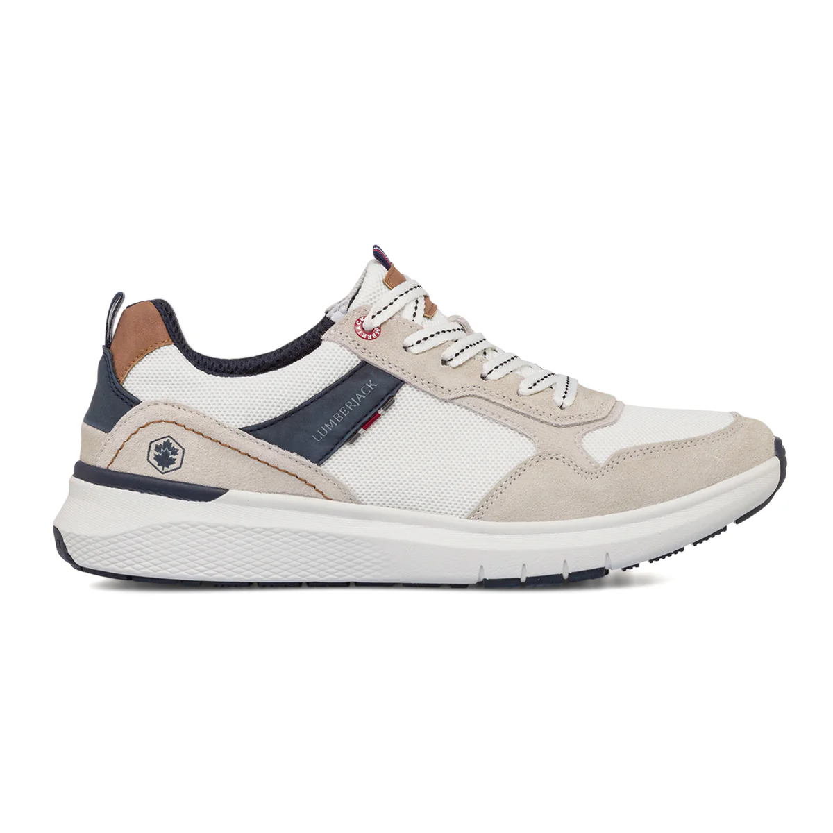 Sneakers bianche e beige da uomo in pelle Lumberjack Neil