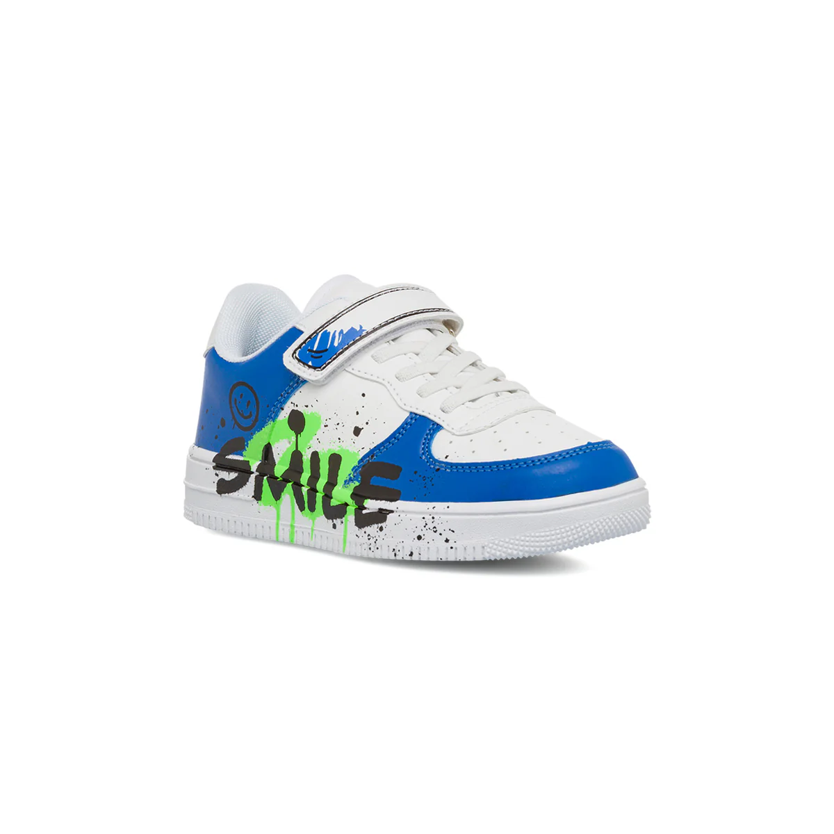 Sneakers bianche e blu da ragazzo con stampa laterale Space Boy - Image 2