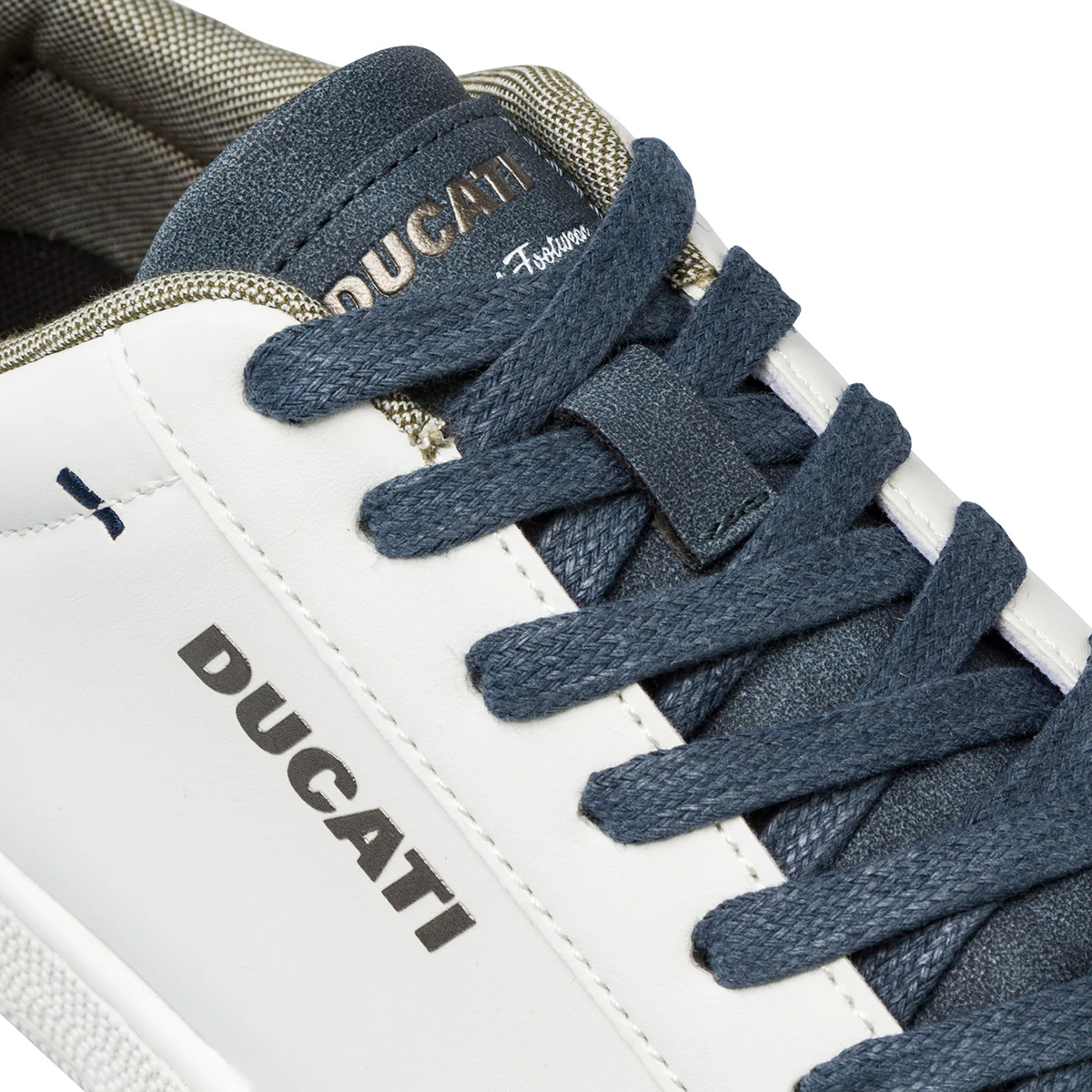 Sneakers bianche e blu da uomo con logo a contrasto Ducati - Image 6
