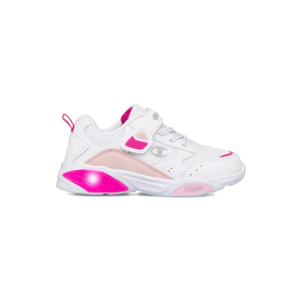 Sneakers bianche e fucsia da bambina con luci nella suola Champion Wave Td