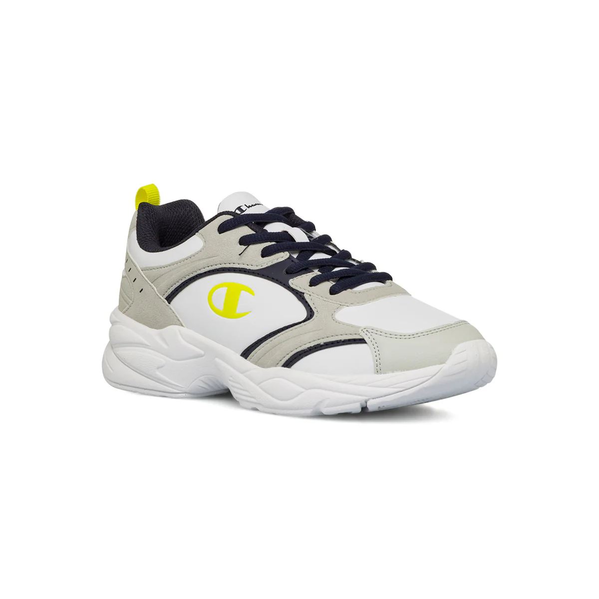 Sneakers bianche e grigio chiaro da ragazzo con dettagli gialli Champion Count B GS - Image 2