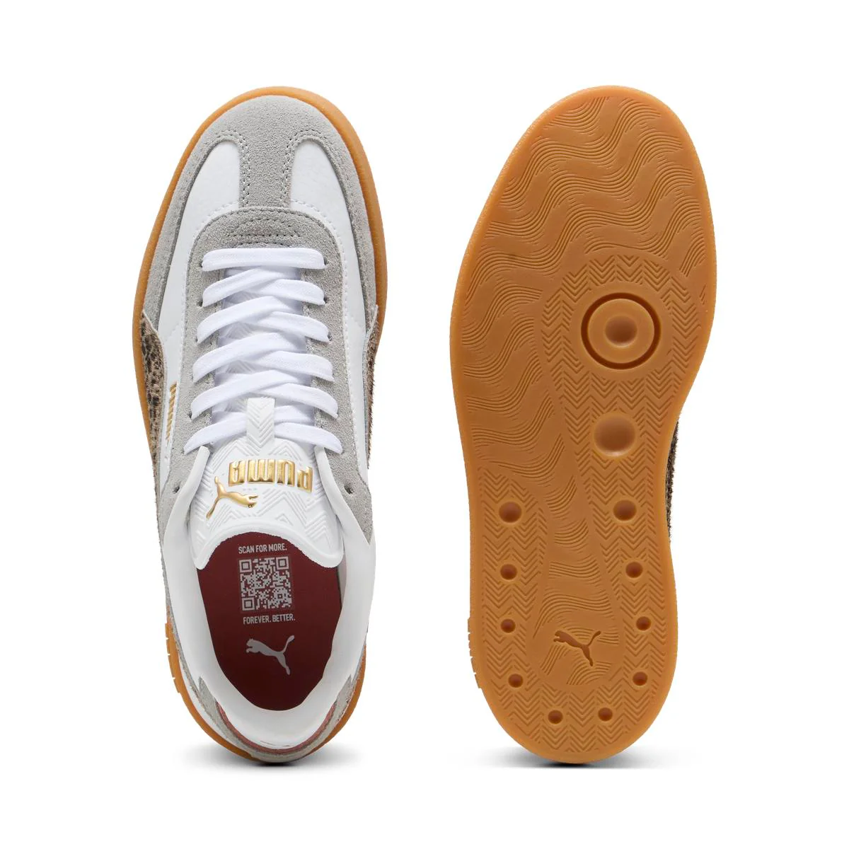Sneakers bianche e grigio da Donna con stampa animalier Club II Era Animal Flair Puma - Image 5