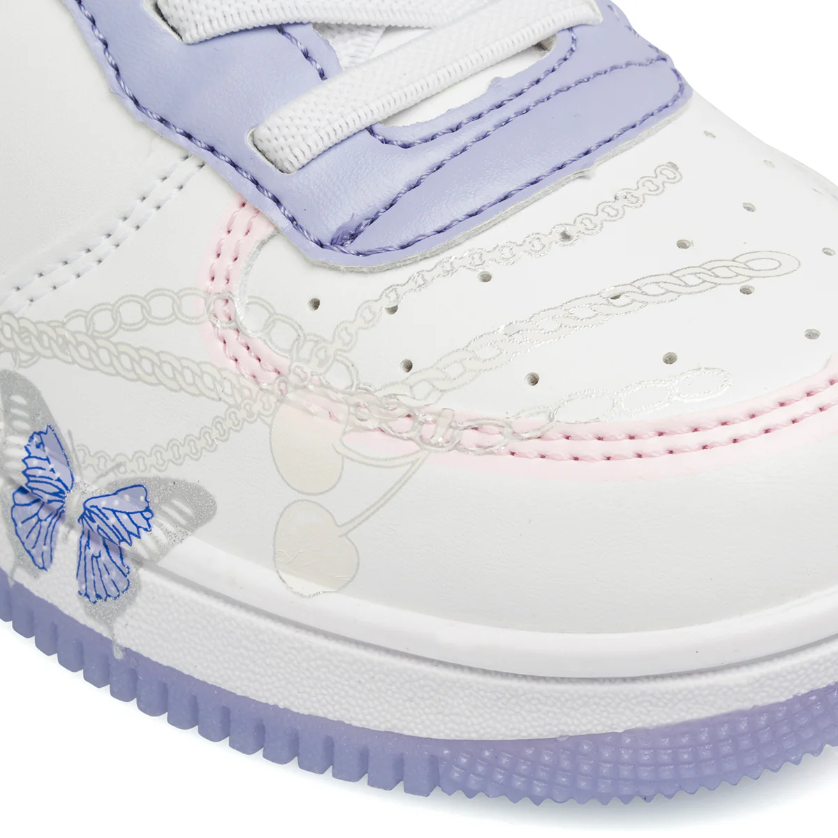 Sneakers bianche e lilla da Bambina con farfalle e strappo Dieci Baci - Image 4