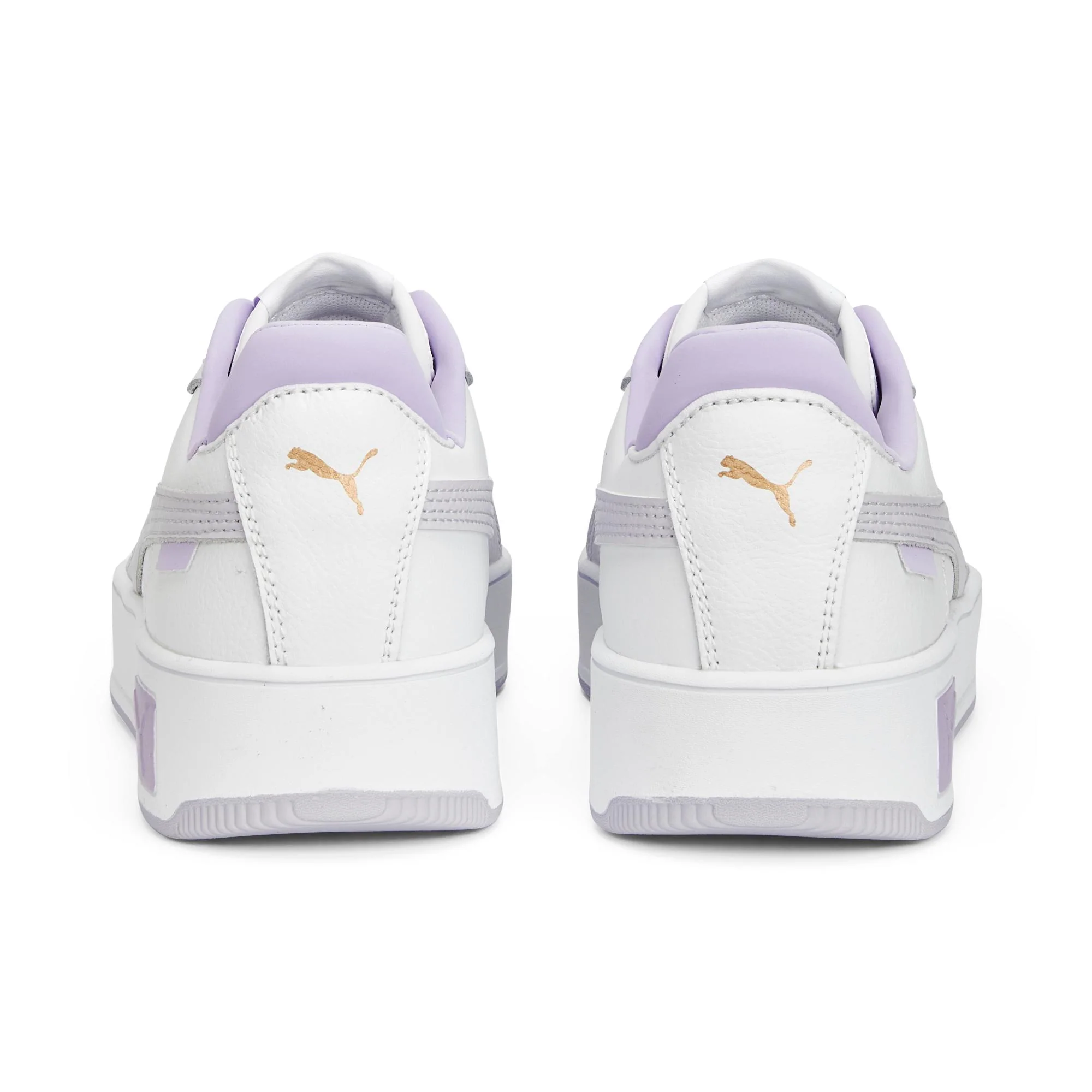Sneakers bianche e lilla in pelle da donna con suola a zeppa Puma Carina Street - Image 5