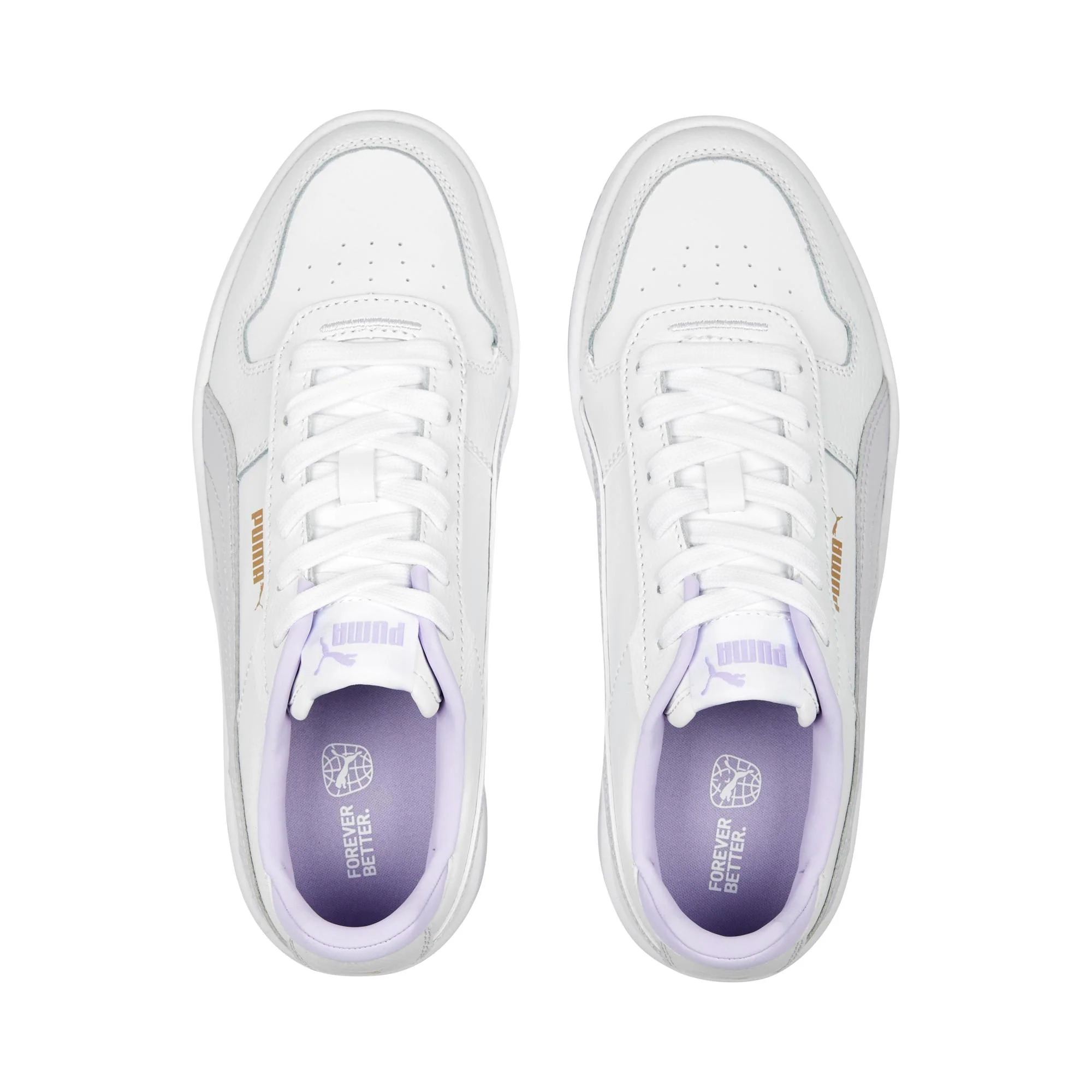 Sneakers bianche e lilla in pelle da donna con suola a zeppa Puma Carina Street - Image 8