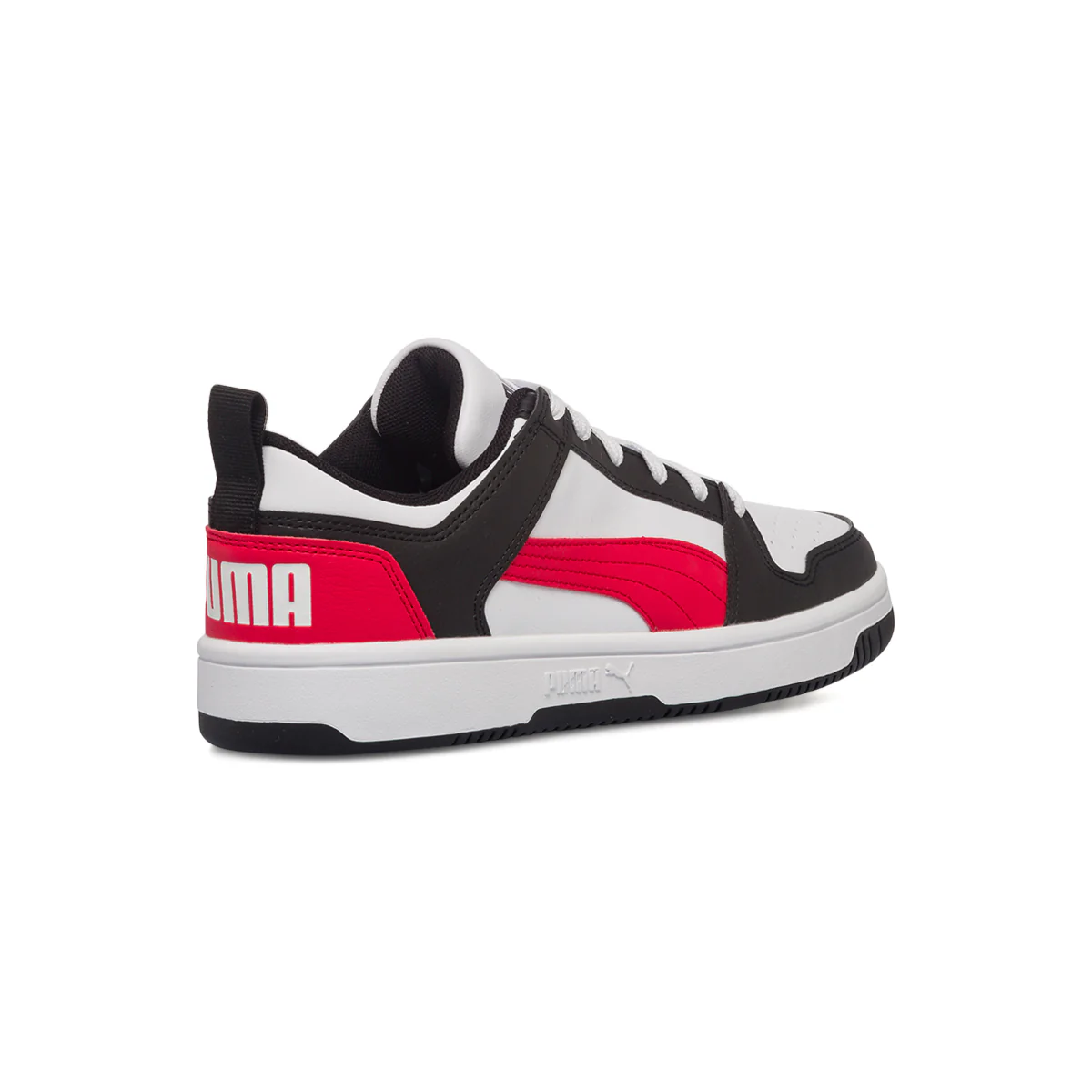 Sneakers bianche e nere con dettagli rossi Puma Rebound Layup Lo SL Jr - Image 3