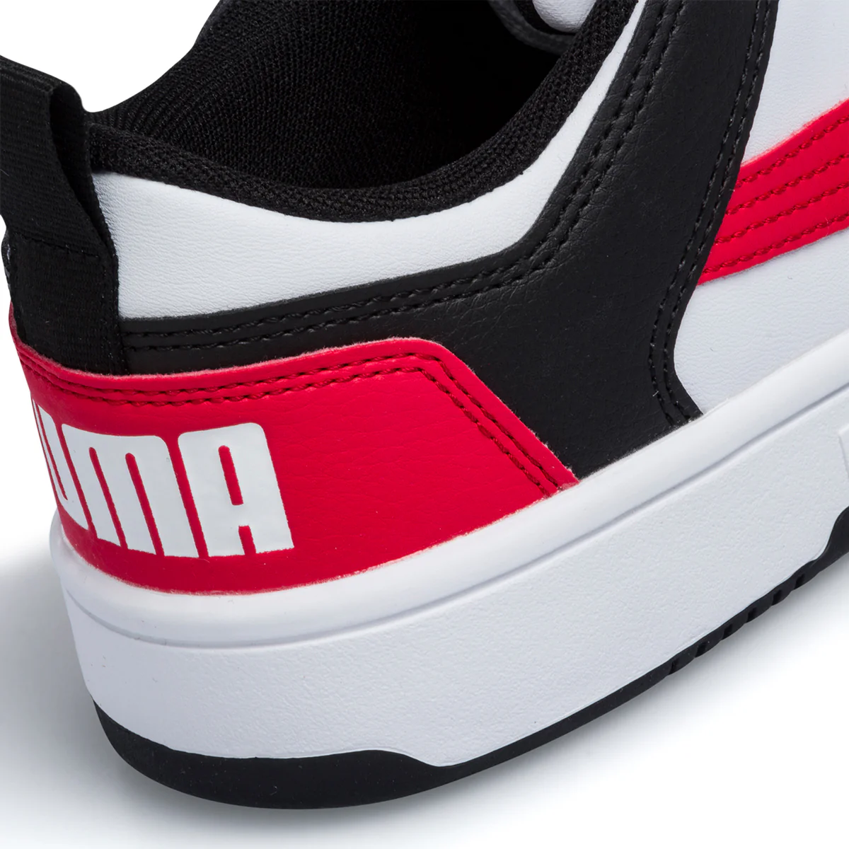 Sneakers bianche e nere con dettagli rossi Puma Rebound Layup Lo SL Jr - Image 7