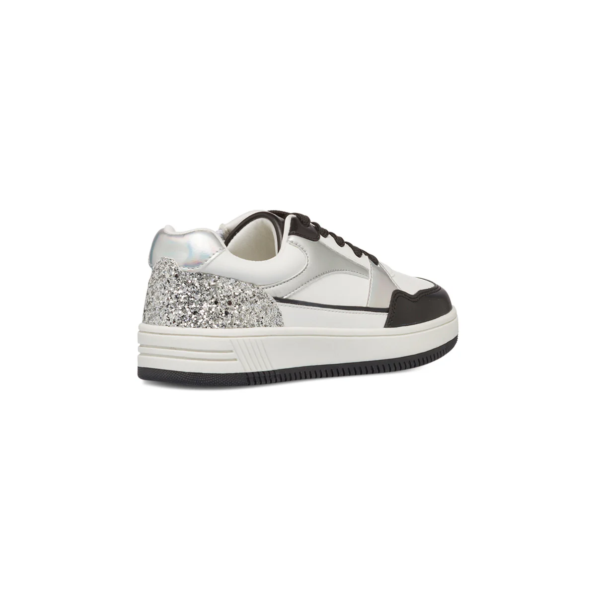 Sneakers bianche e nere da Bambina e Ragazza con Paillettes argento 10 Baci - Image 3