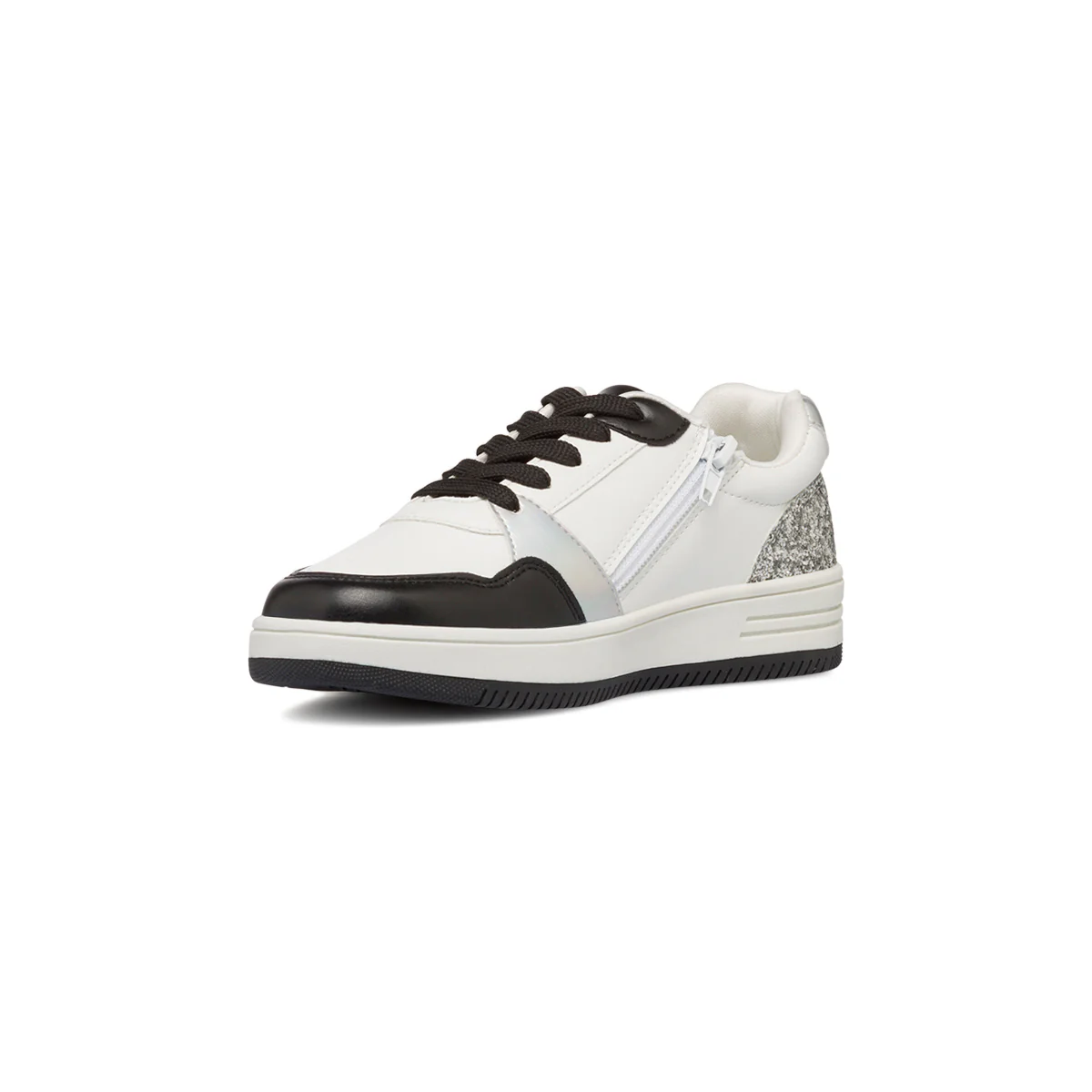 Sneakers bianche e nere da Bambina e Ragazza con Paillettes argento 10 Baci - Image 4