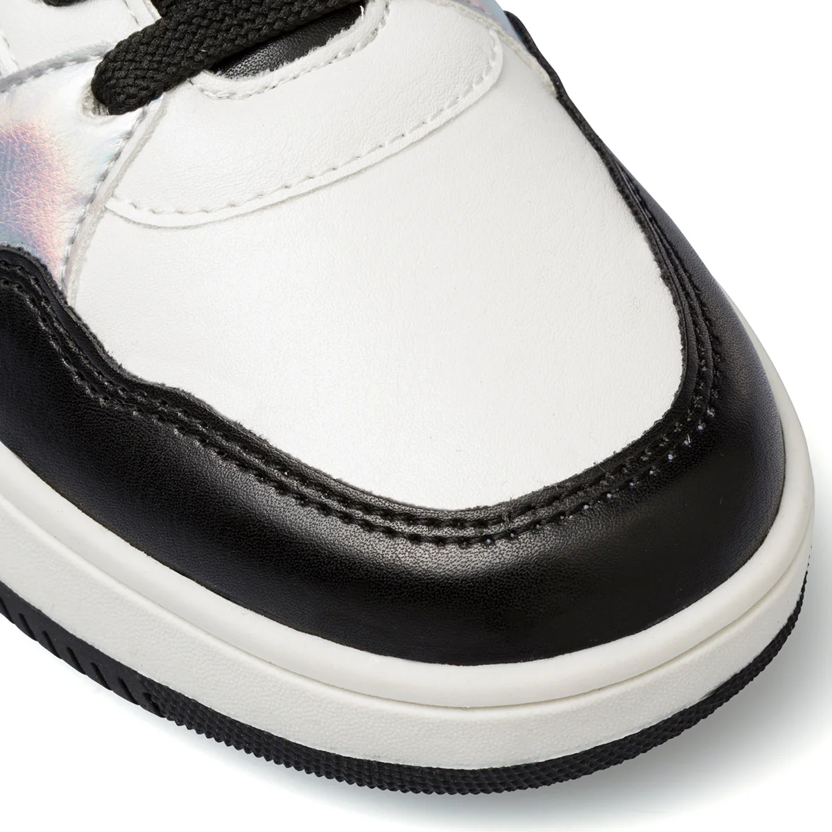 Sneakers bianche e nere da Bambina e Ragazza con Paillettes argento 10 Baci - Image 7