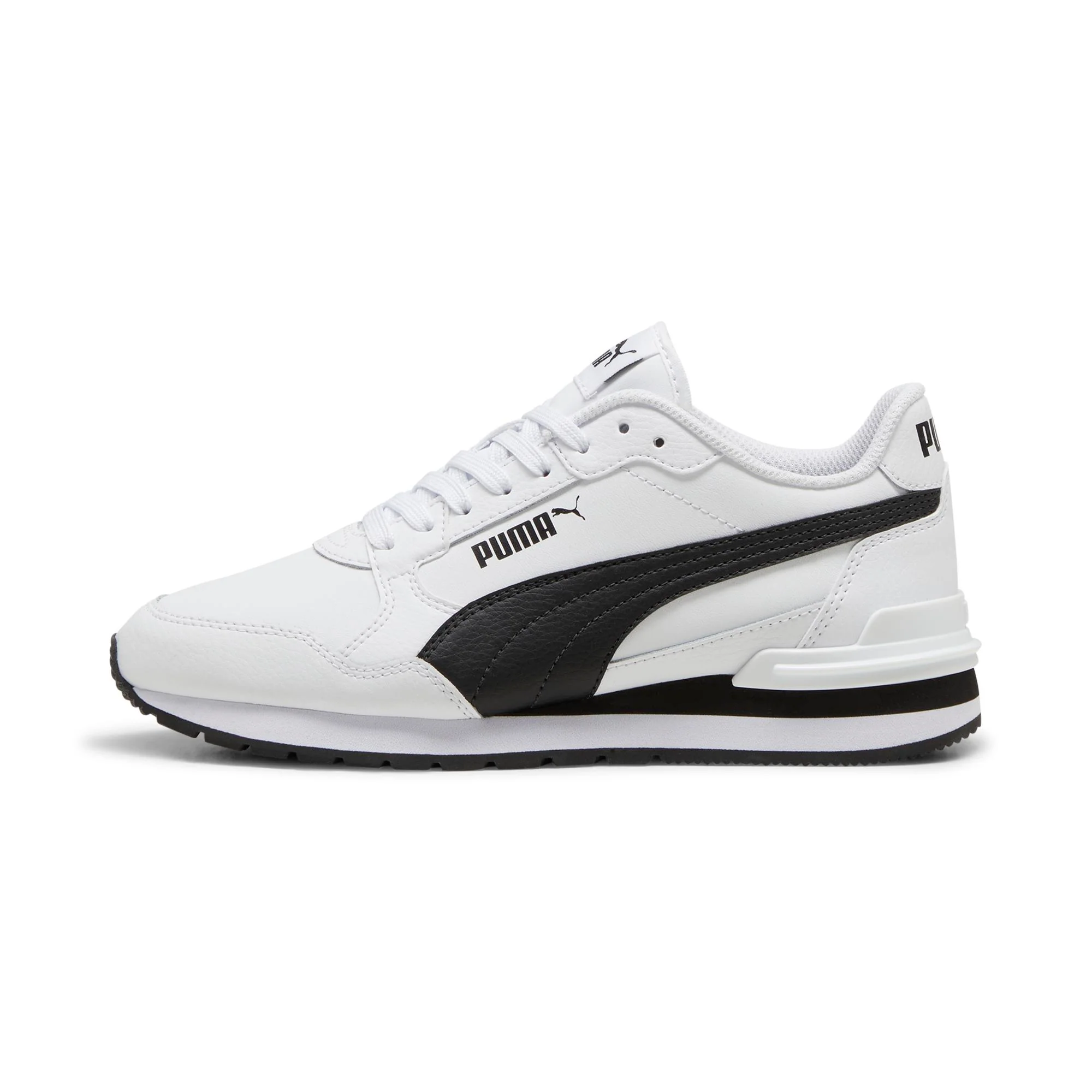 Sneakers bianche e nere da ragazzo e ragazza con logo Puma Runner v4 - Image 2