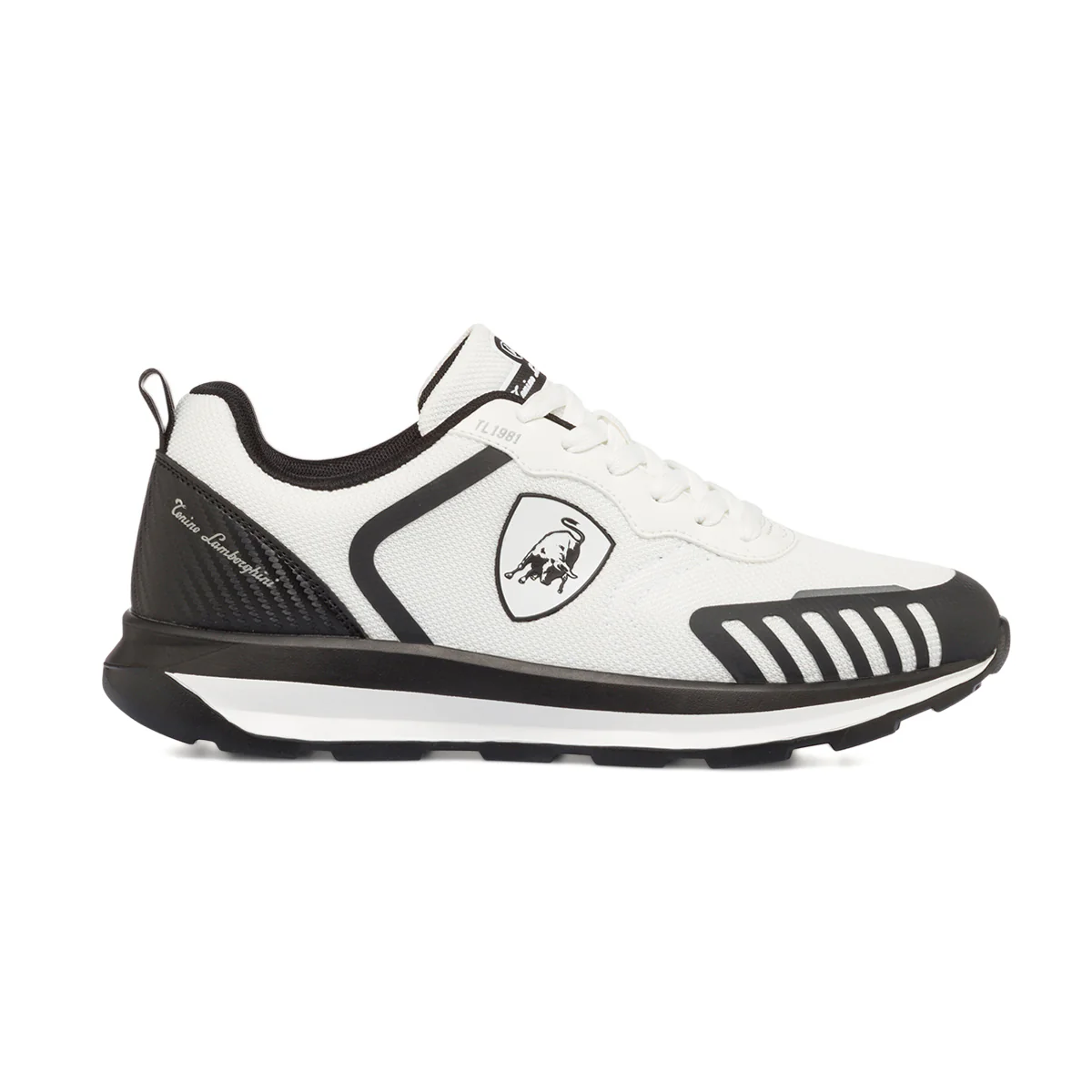 Sneakers bianche e nere da uomo con logo laterale Tonino Lamborghini ItaliaGrip Supreme