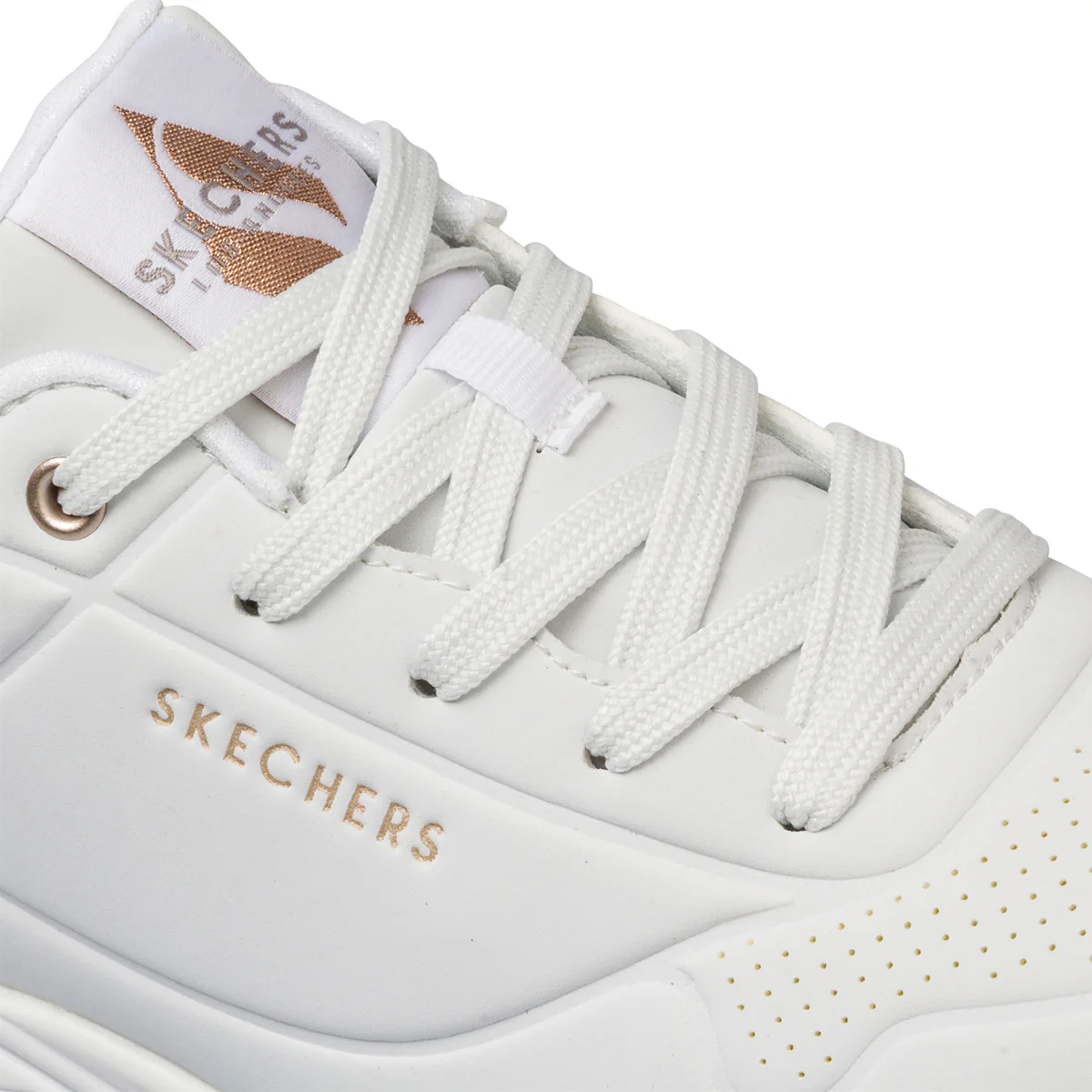 Sneakers bianche e oro da donna con suola ad aria Skechers Uno - Golden Air - Image 6