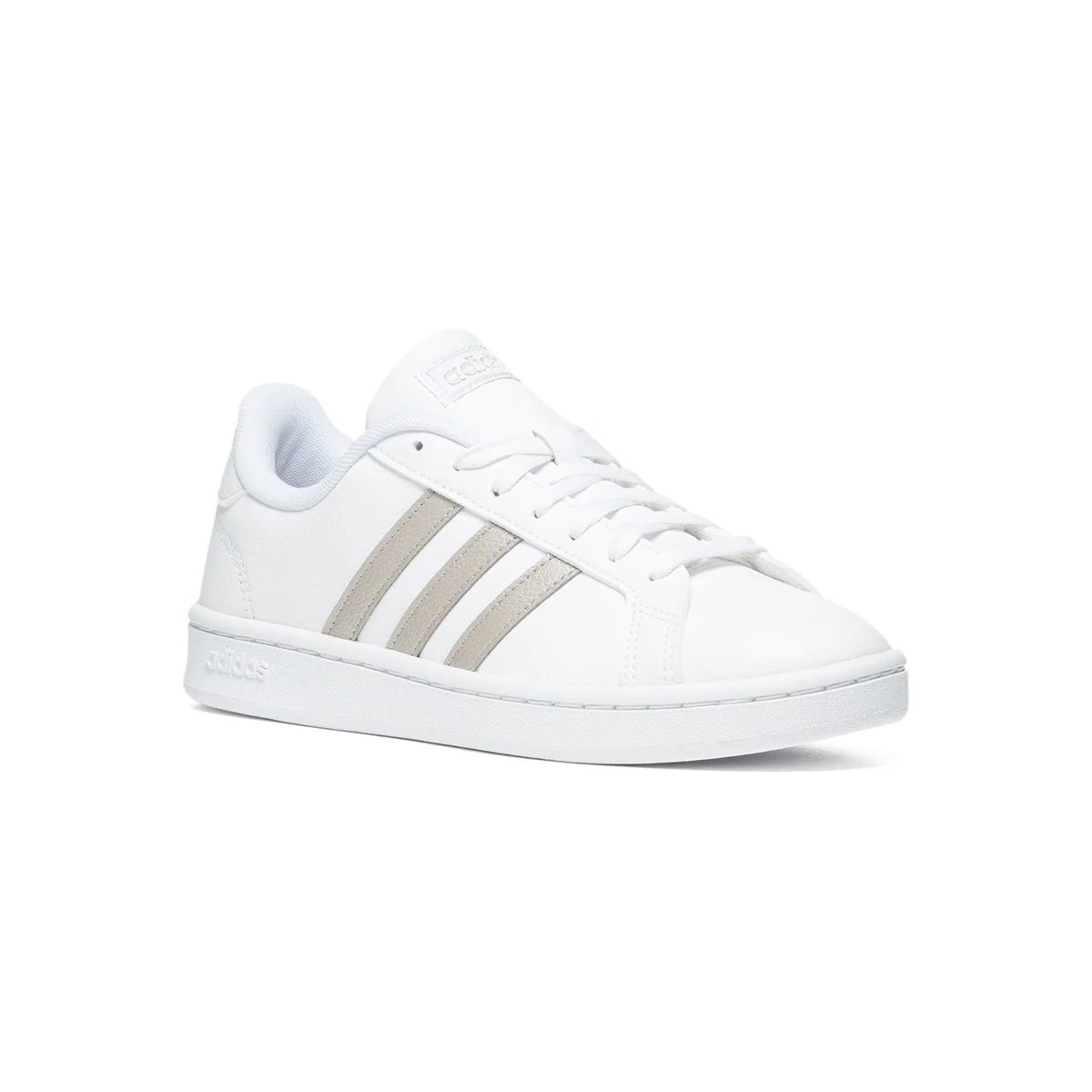 Sneakers bianche e platino in pelle e similpelle con strisce a contrasto adidas Grand Court - Image 2