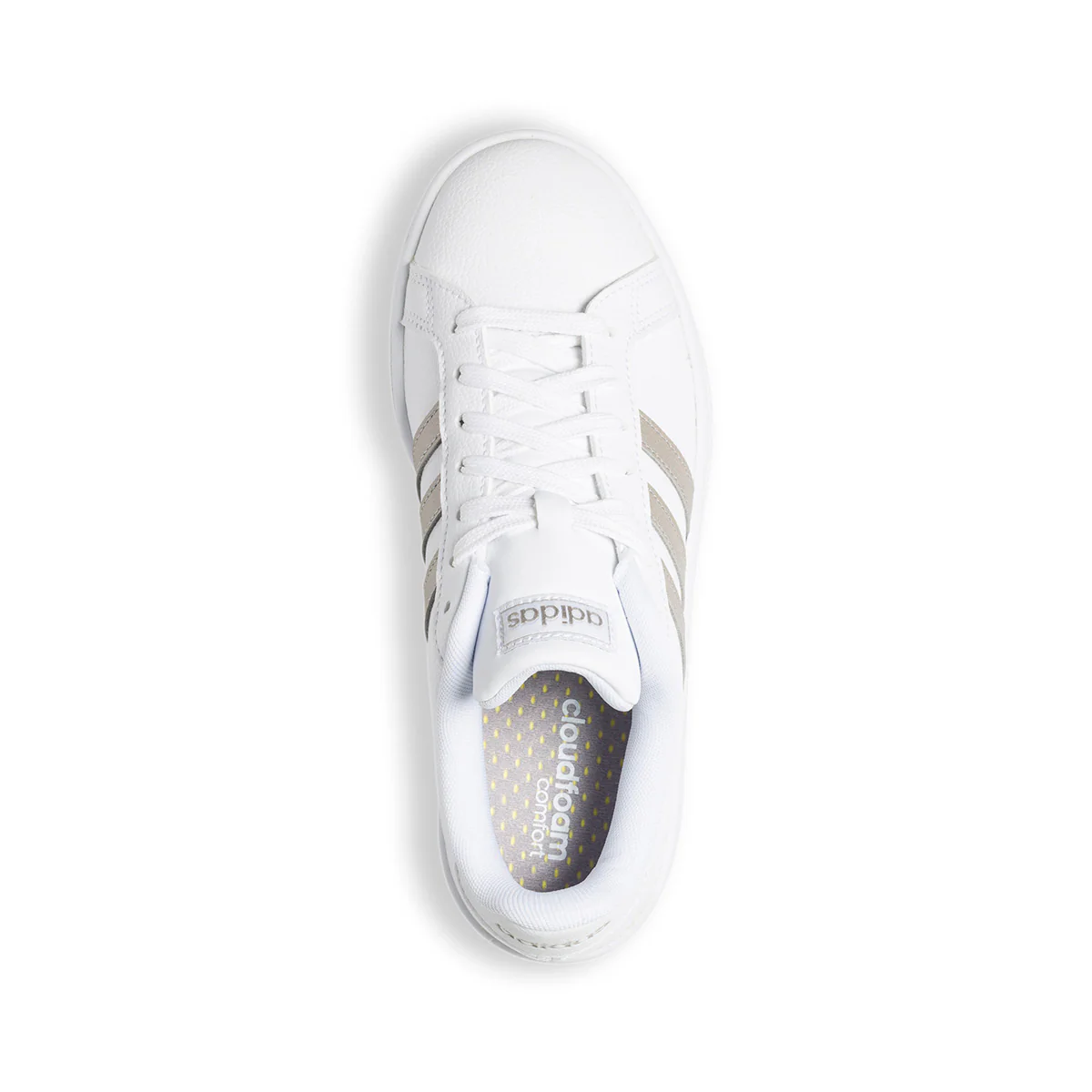 Sneakers bianche e platino in pelle e similpelle con strisce a contrasto adidas Grand Court - Image 8