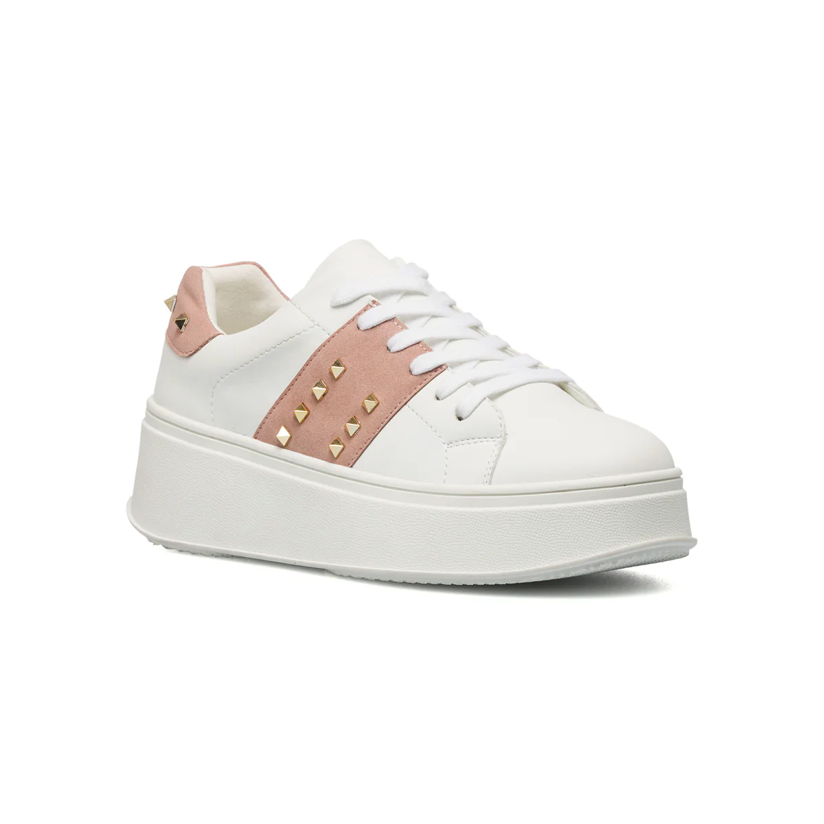 Sneakers bianche e rosa da donna con applicazione di borchie Lora Ferres - Image 7
