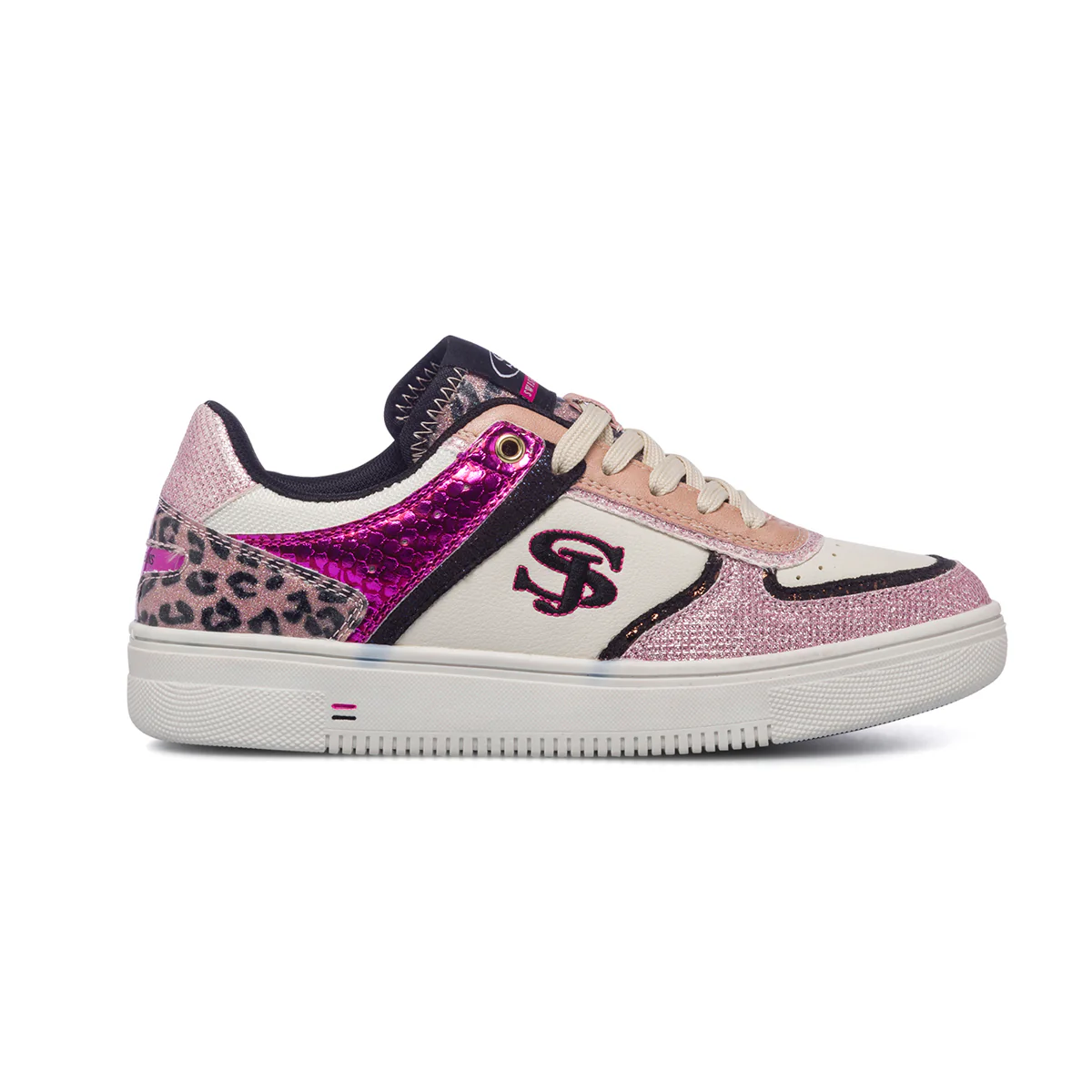 Sneakers bianche e rosa da donna con glitter e dettagli animalier Swish Jeans - Image 2
