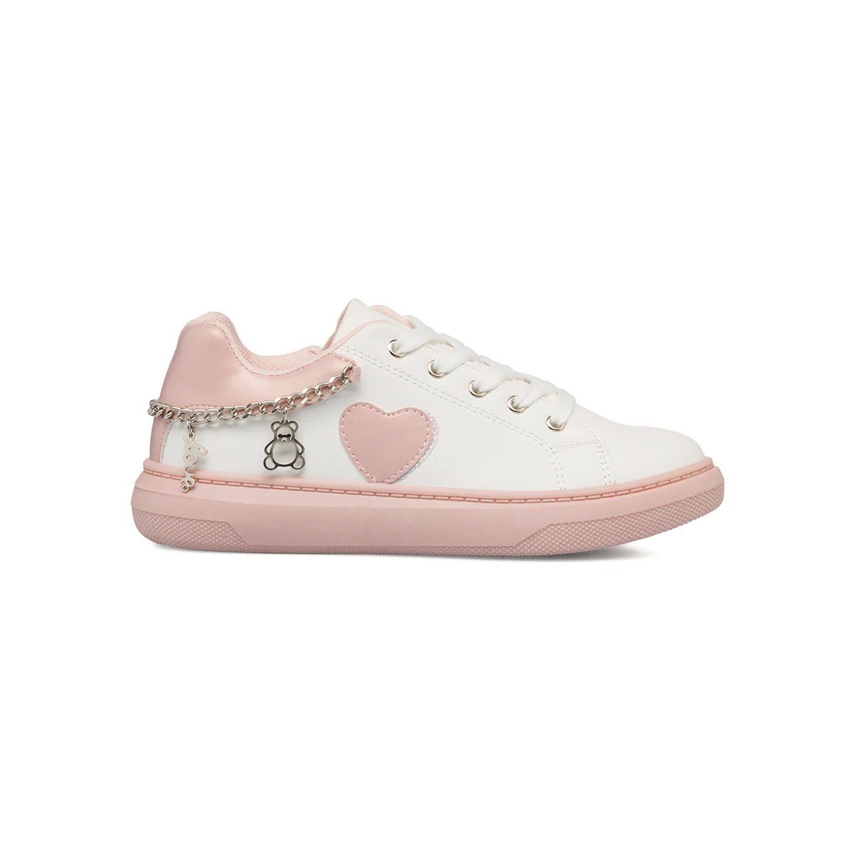 Sneakers bianche e rosa da ragazza con catenina 10 Baci