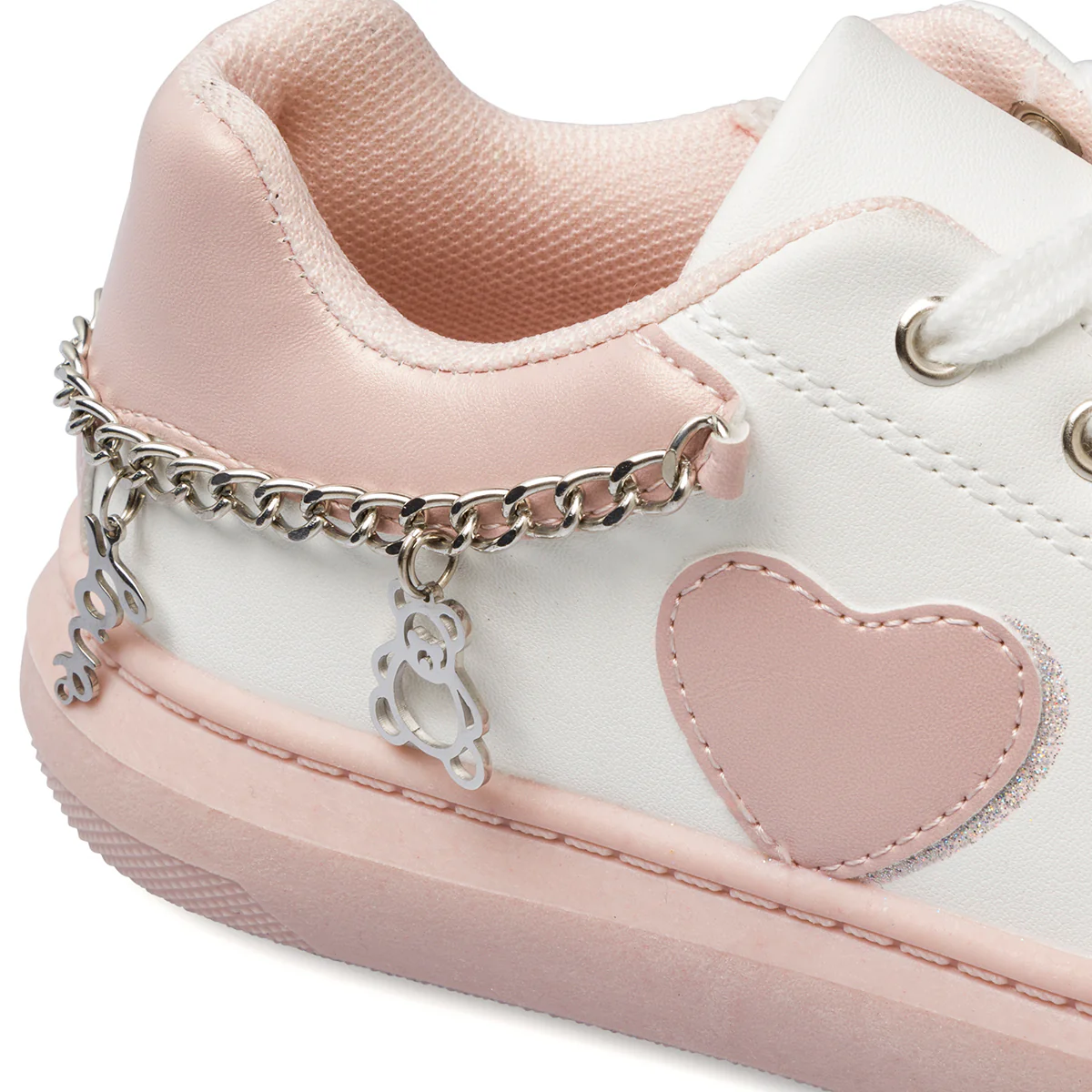 Sneakers bianche e rosa da ragazza con catenina 10 Baci - Image 8