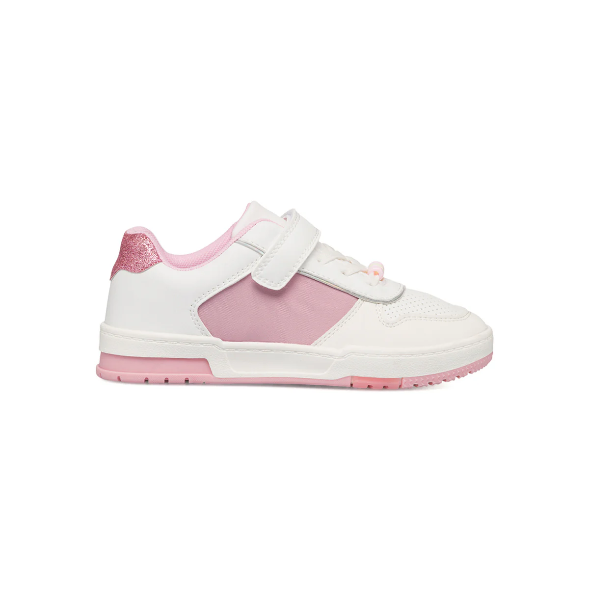 Sneakers bianche e rosa da ragazza con dettaglio glitterato 10 Baci