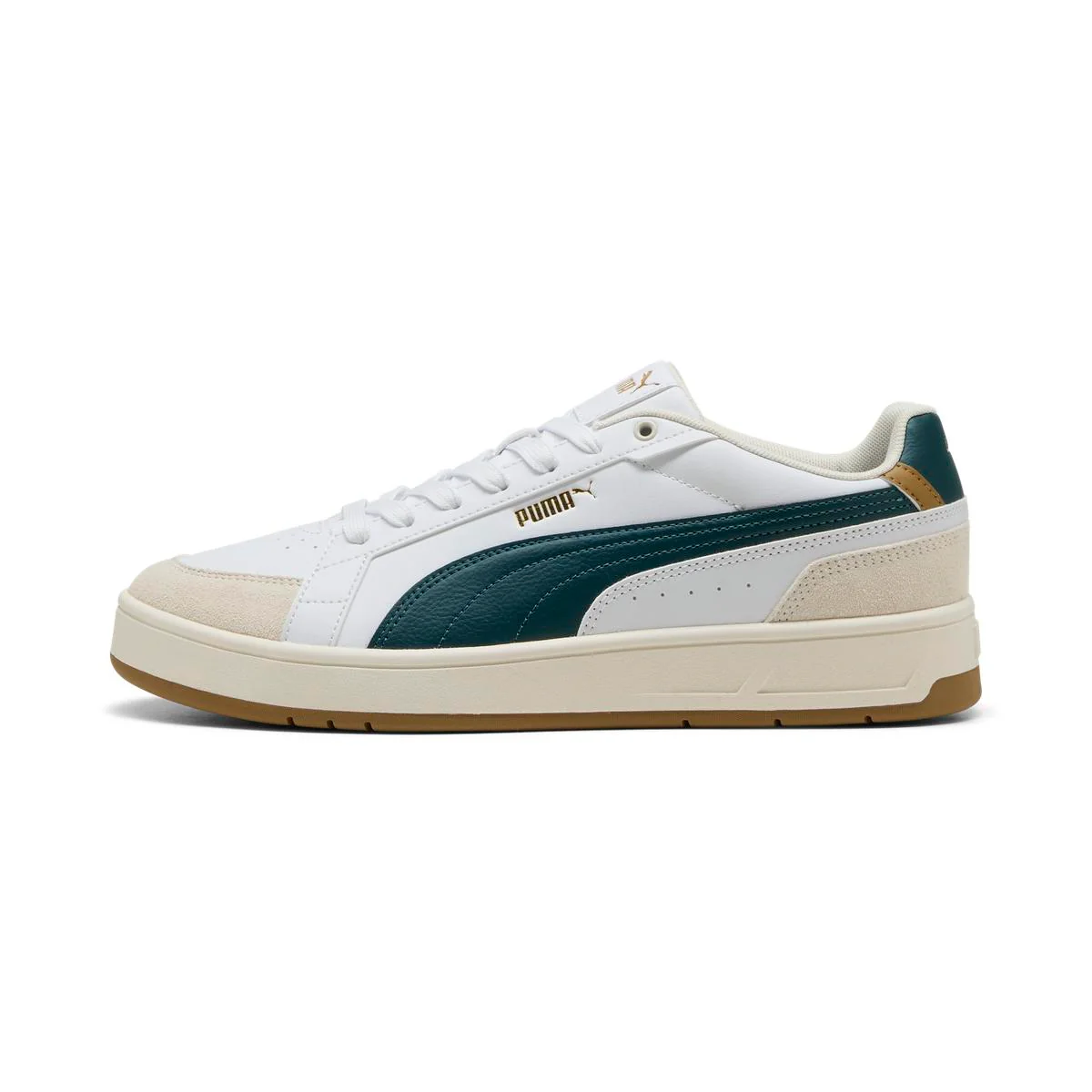 Sneakers bianche e verde scuro da Uomo Puma Court Classico - Image 2