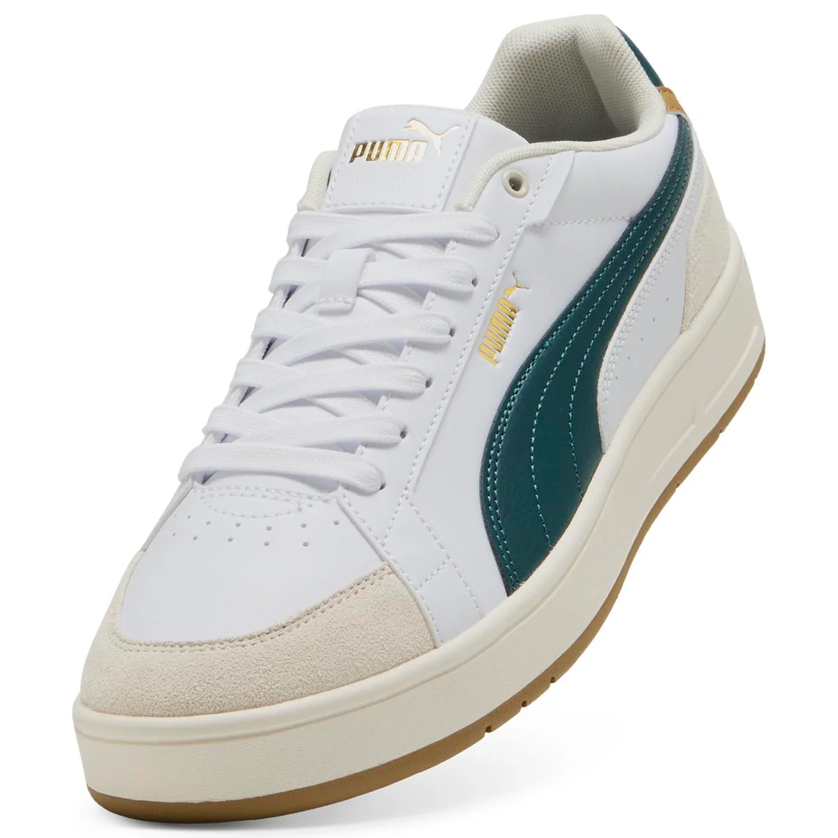 Sneakers bianche e verde scuro da Uomo Puma Court Classico - Image 3