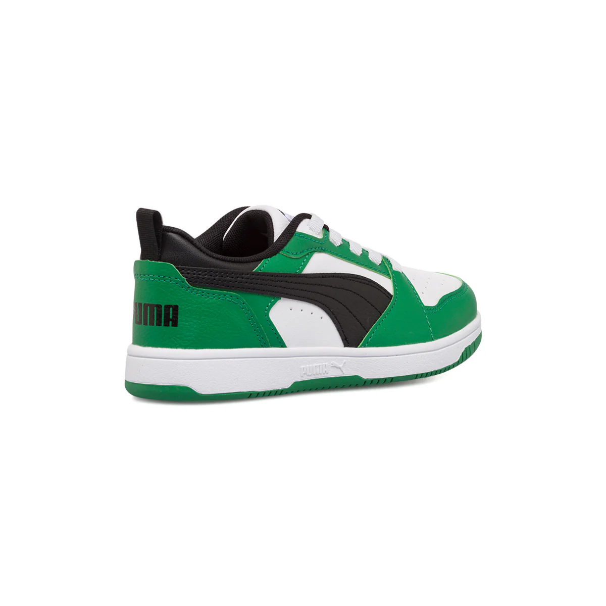 Sneakers bianche e verdi da bambina Puma Rebound v6 Lo AC PS - Image 3