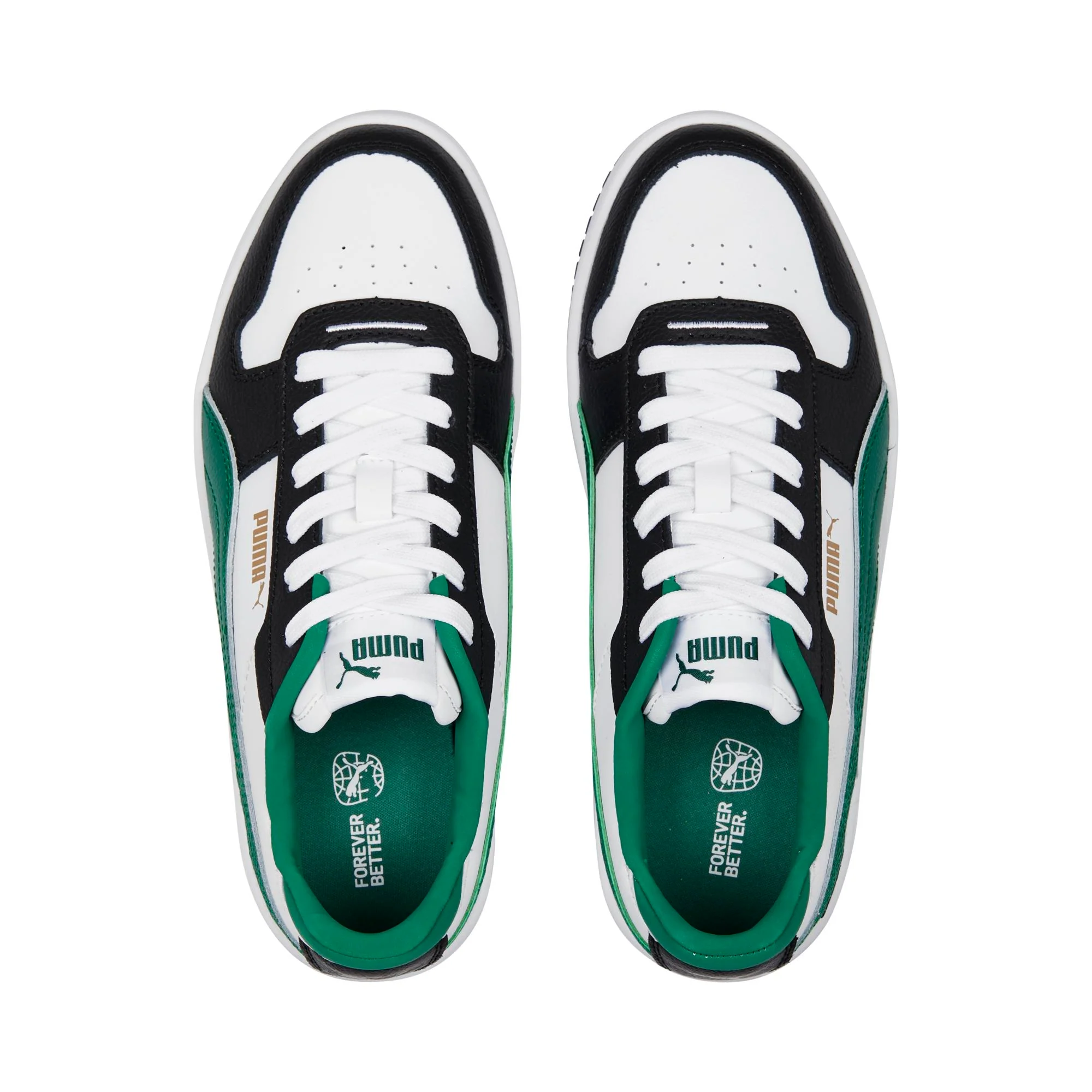 Sneakers bianche e verdi in pelle da donna con suola a zeppa Puma Carina Street - Image 5