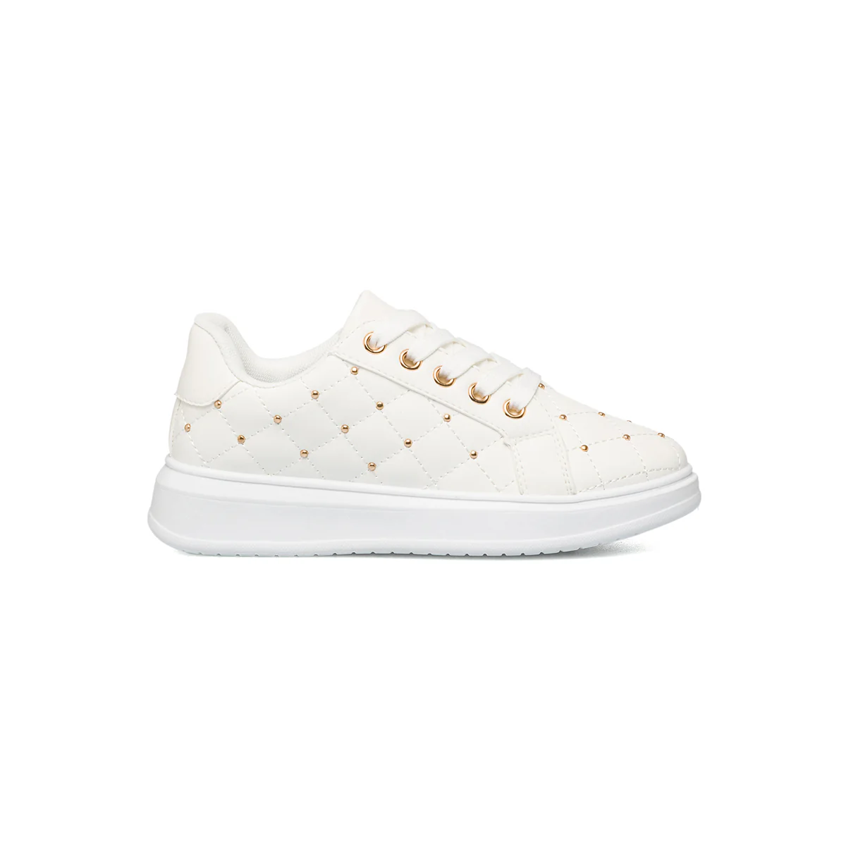 Sneakers bianche effetto trapuntato con piccole borchie 10 Baci