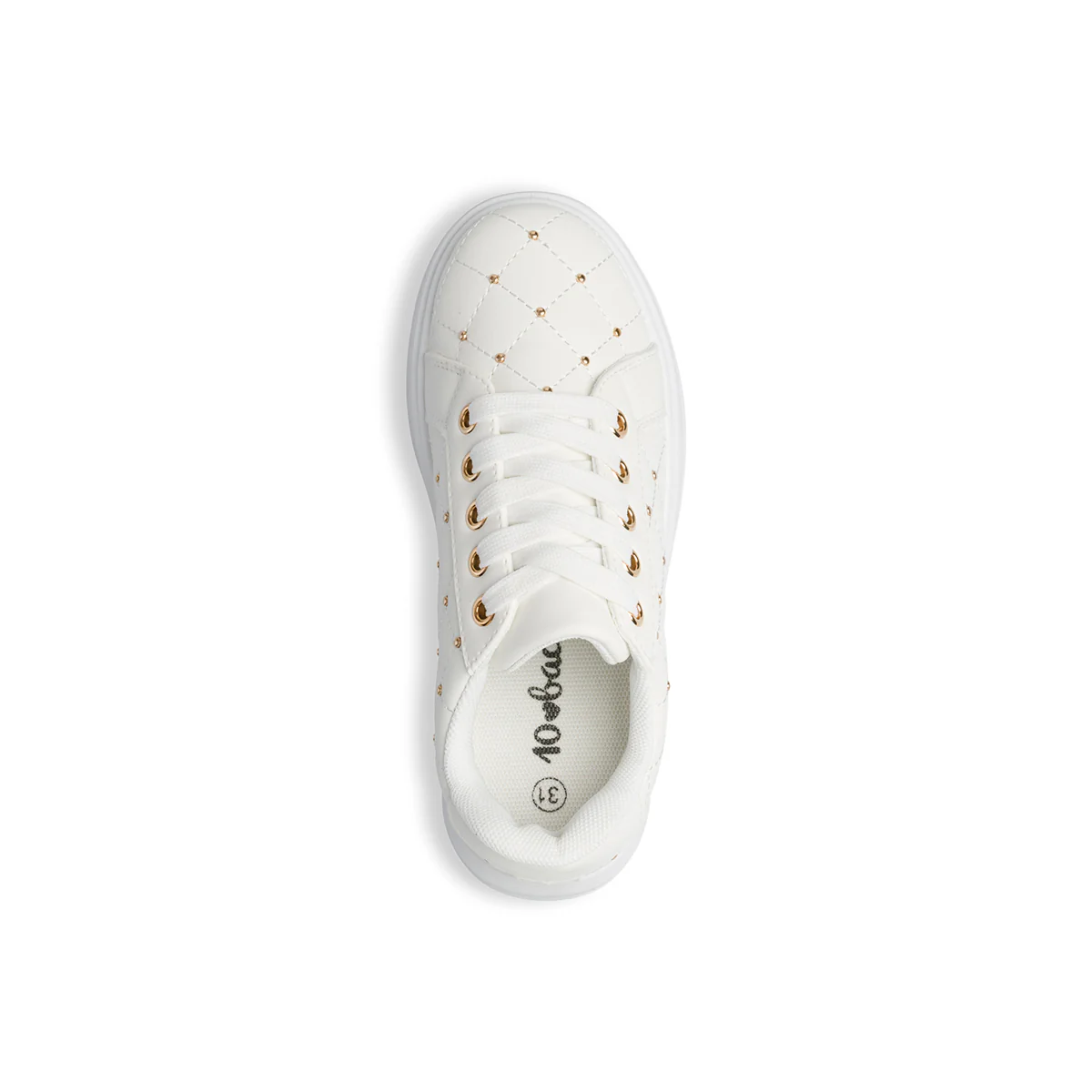 Sneakers bianche effetto trapuntato con piccole borchie 10 Baci - Image 8