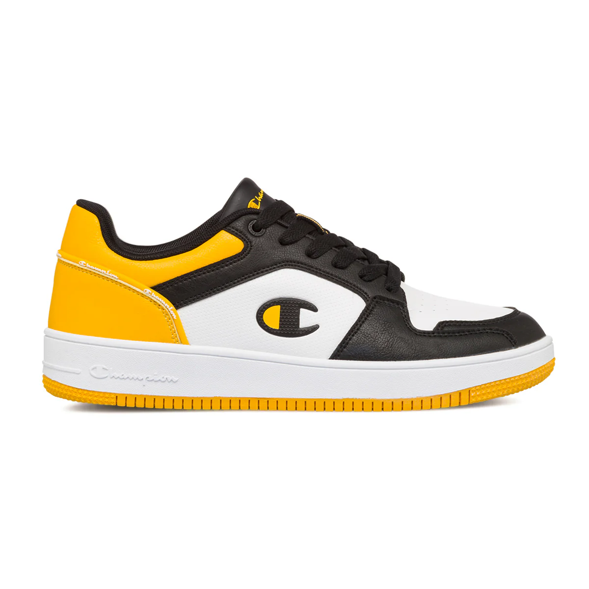 Sneakers bianche, gialle e nere da uomo con logo laterale Champion Rebound 2.0 Low
