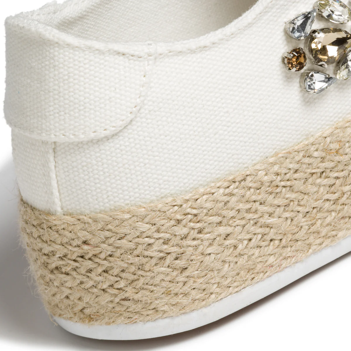Sneakers bianche in canvas con suola in corda e applicazione di perline Lora Ferres - Image 7