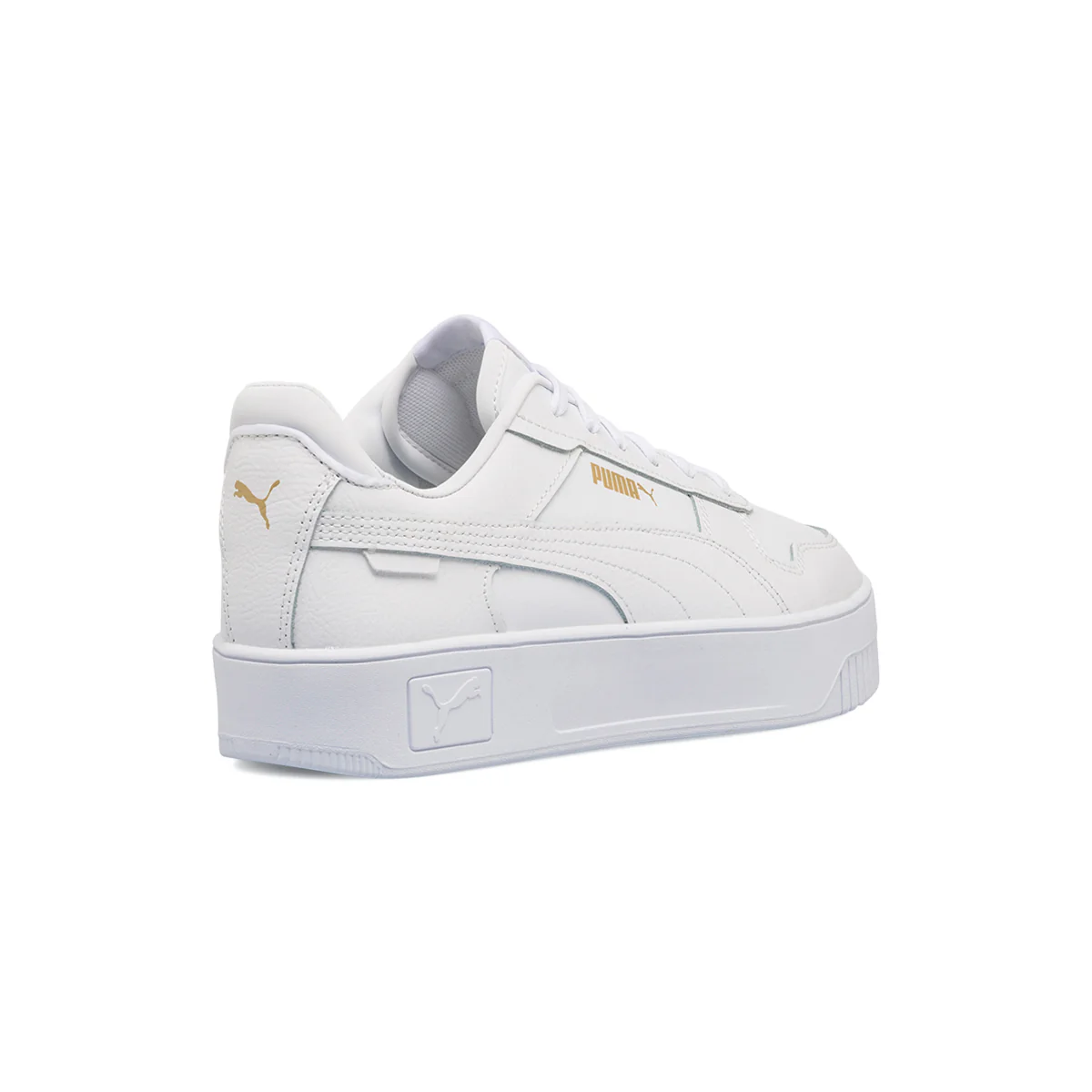 Sneakers bianche in pelle da donna con suola a zeppa Puma Carina Street - Image 3