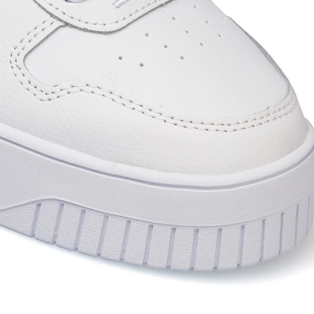 Sneakers bianche in pelle da donna con suola a zeppa Puma Carina Street - Image 5