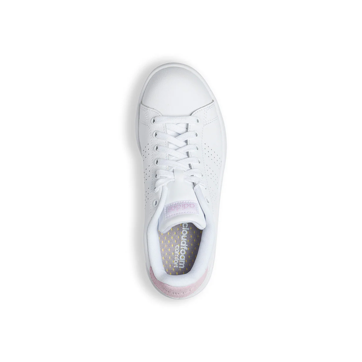 Sneakers bianche in pelle e similpelle con dettagli rosa adidas Advantage - Image 5
