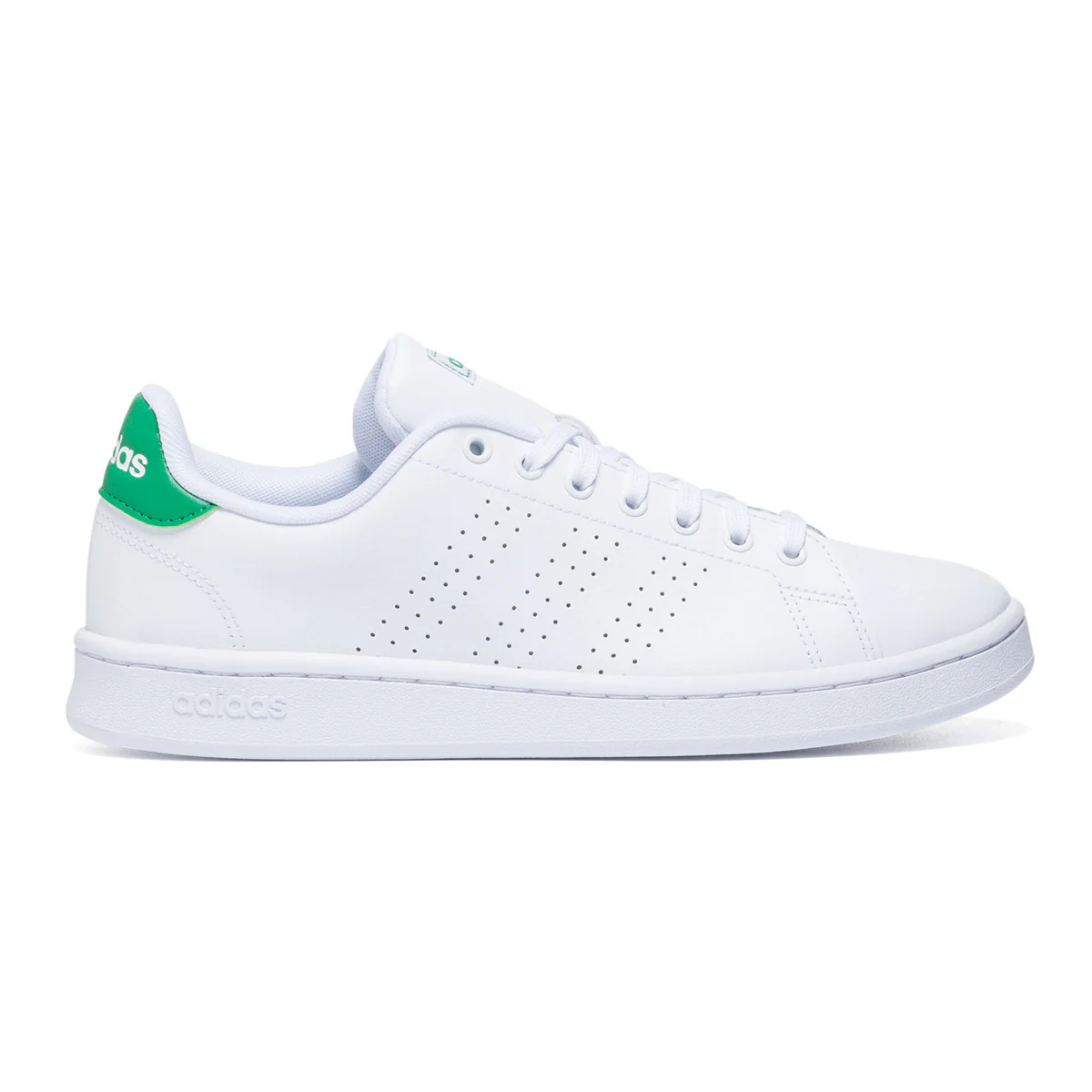 Sneakers bianche in pelle e similpelle con dettaglio verde sul tallone adidas Advantage