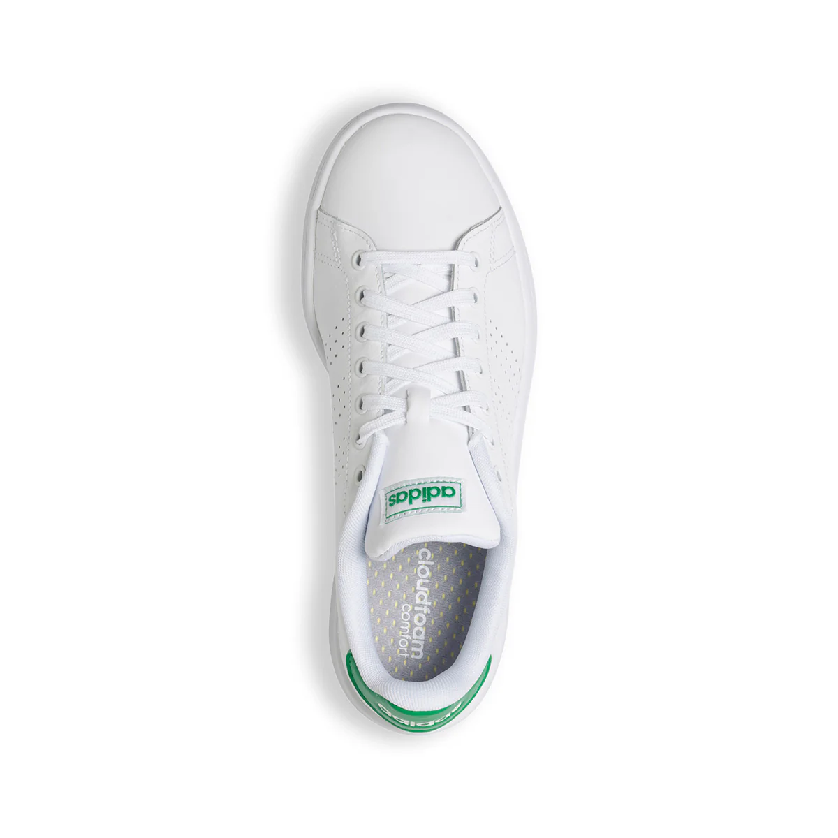 Sneakers bianche in pelle e similpelle con dettaglio verde sul tallone adidas Advantage - Image 8