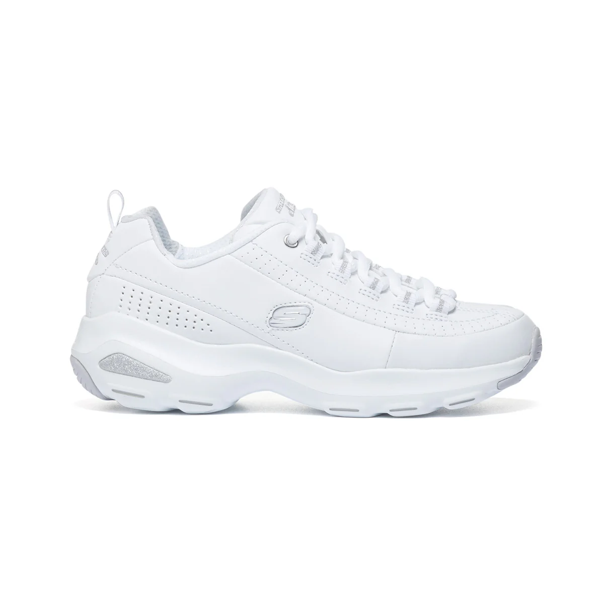 Sneakers bianche in pelle e similpelle con sottopiede Memory Foam Skechers D'Lite Ultra Illusions