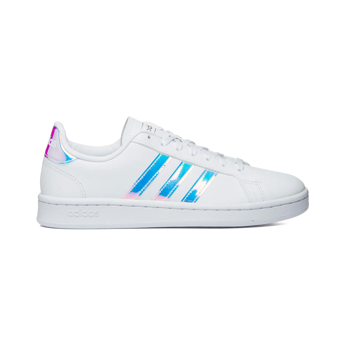 Sneakers bianche in pelle e similpelle con strisce cangianti adidas Grand Court