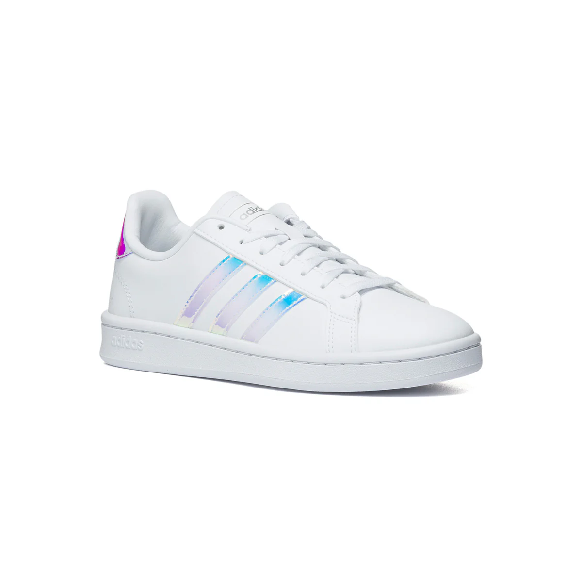 Sneakers bianche in pelle e similpelle con strisce cangianti adidas Grand Court - Image 2