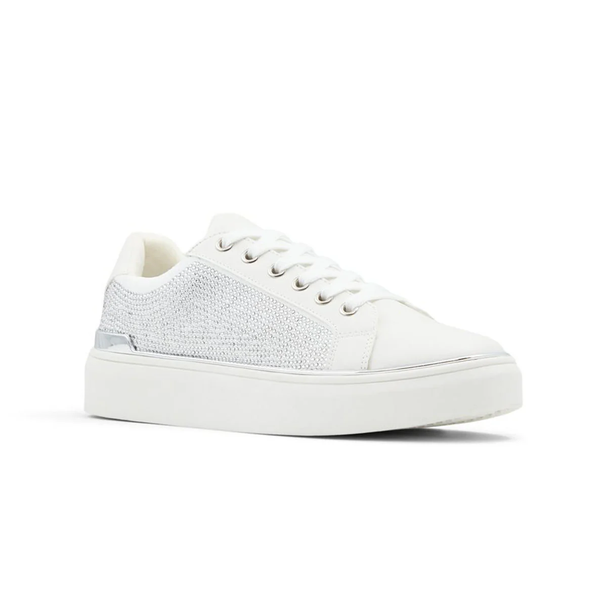 Sneakers bianche in pelle vegana con strass sulla superficie Call It Spring Spark - Image 2