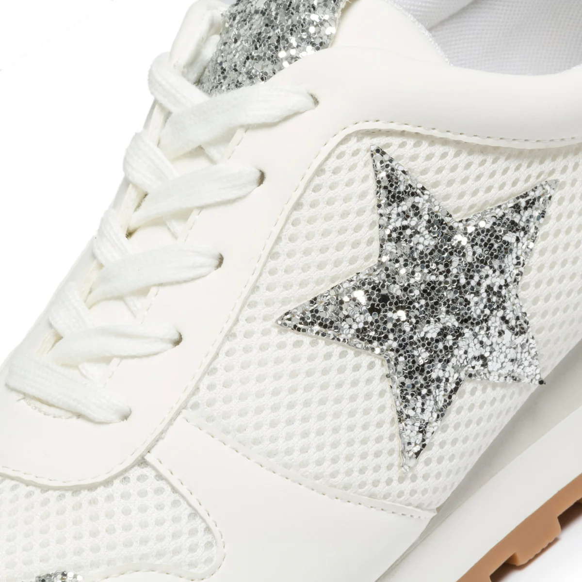 Sneakers bianche in similpelle e tessuto con paillettes Lora Ferres - Image 6