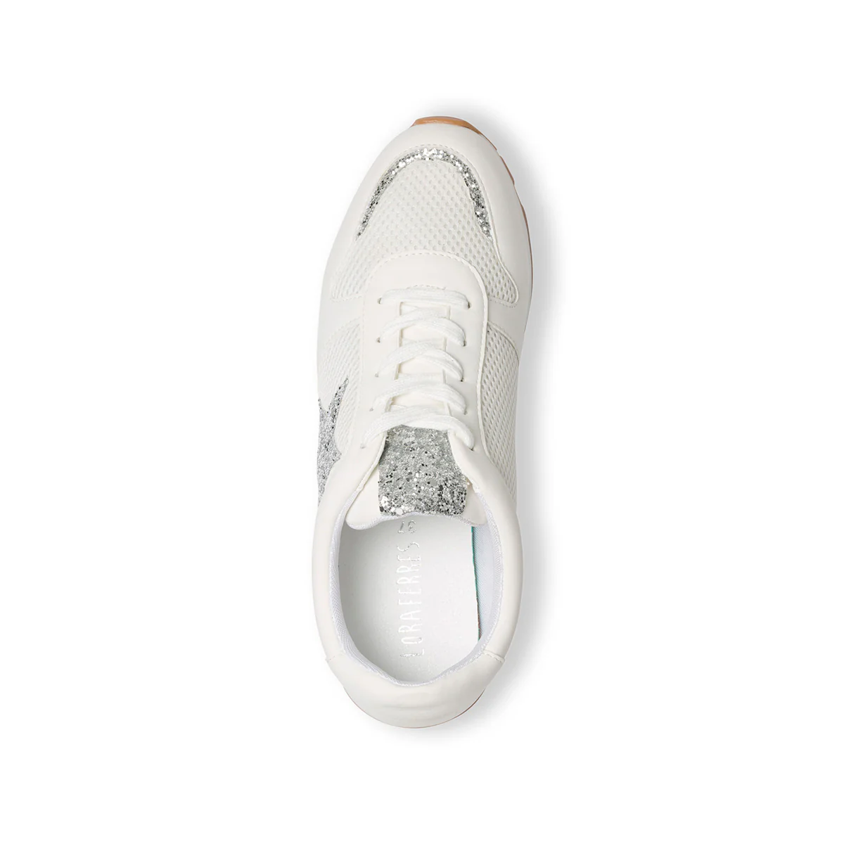 Sneakers bianche in similpelle e tessuto con paillettes Lora Ferres - Image 8