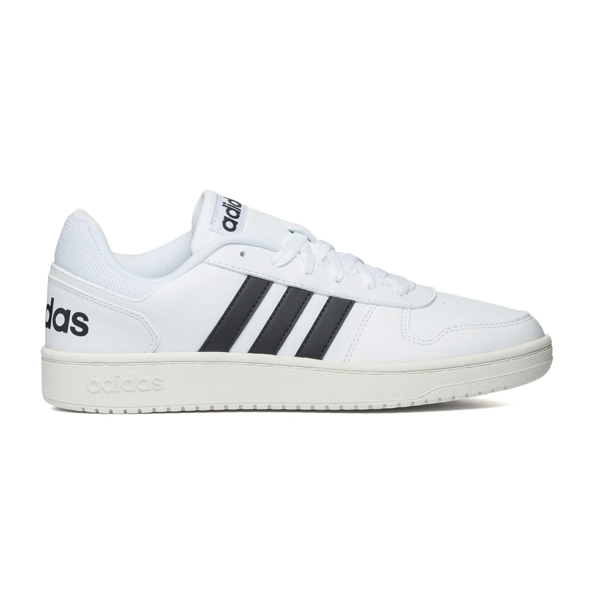 Sneakers bianche in simipelle e tessuto con strisce a contrasto adidas Hoops 2.0