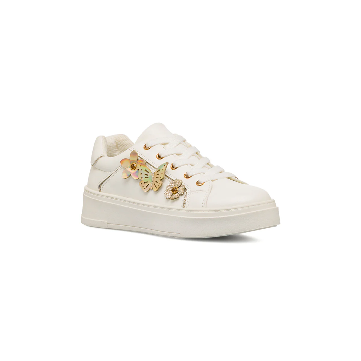 Sneakers bianche da ragazza comode con dettagli floreali Dieci Baci - Image 3